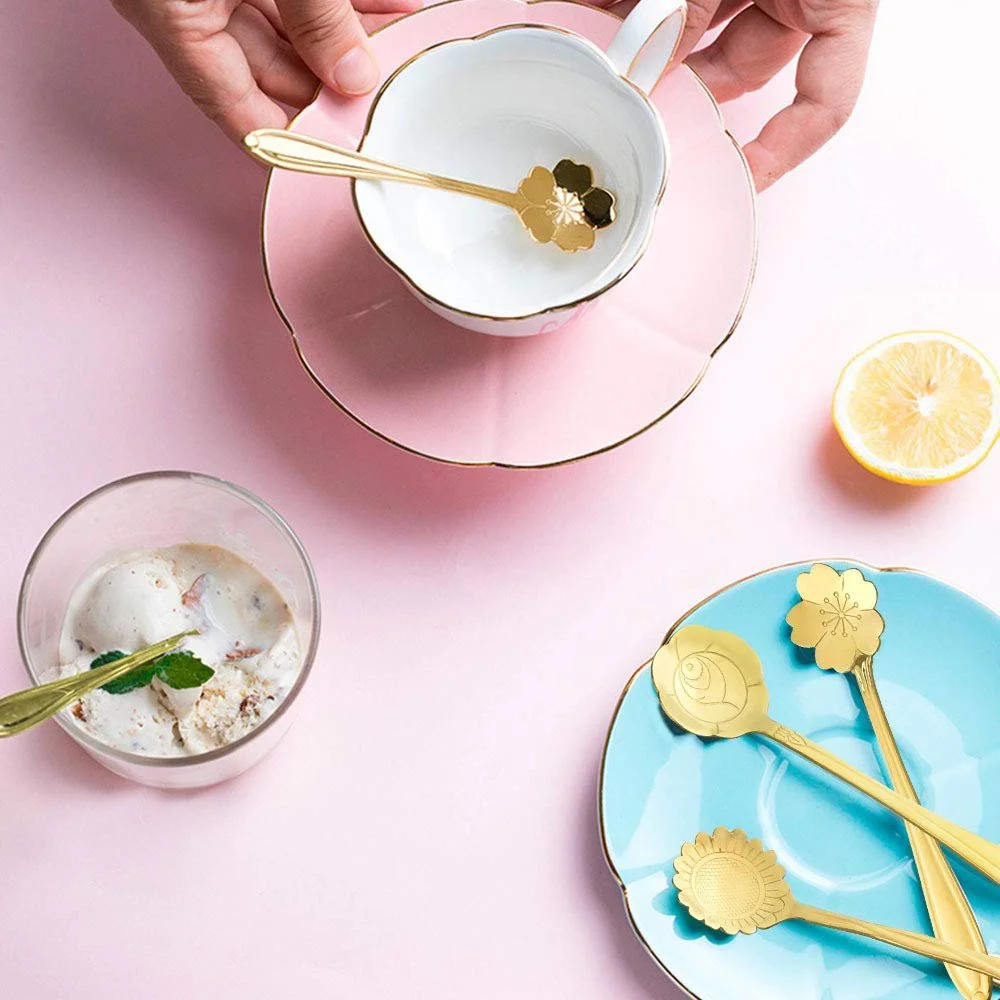 Набір з 8 кавових ложок Flowers, маленькі чайні, фото №6