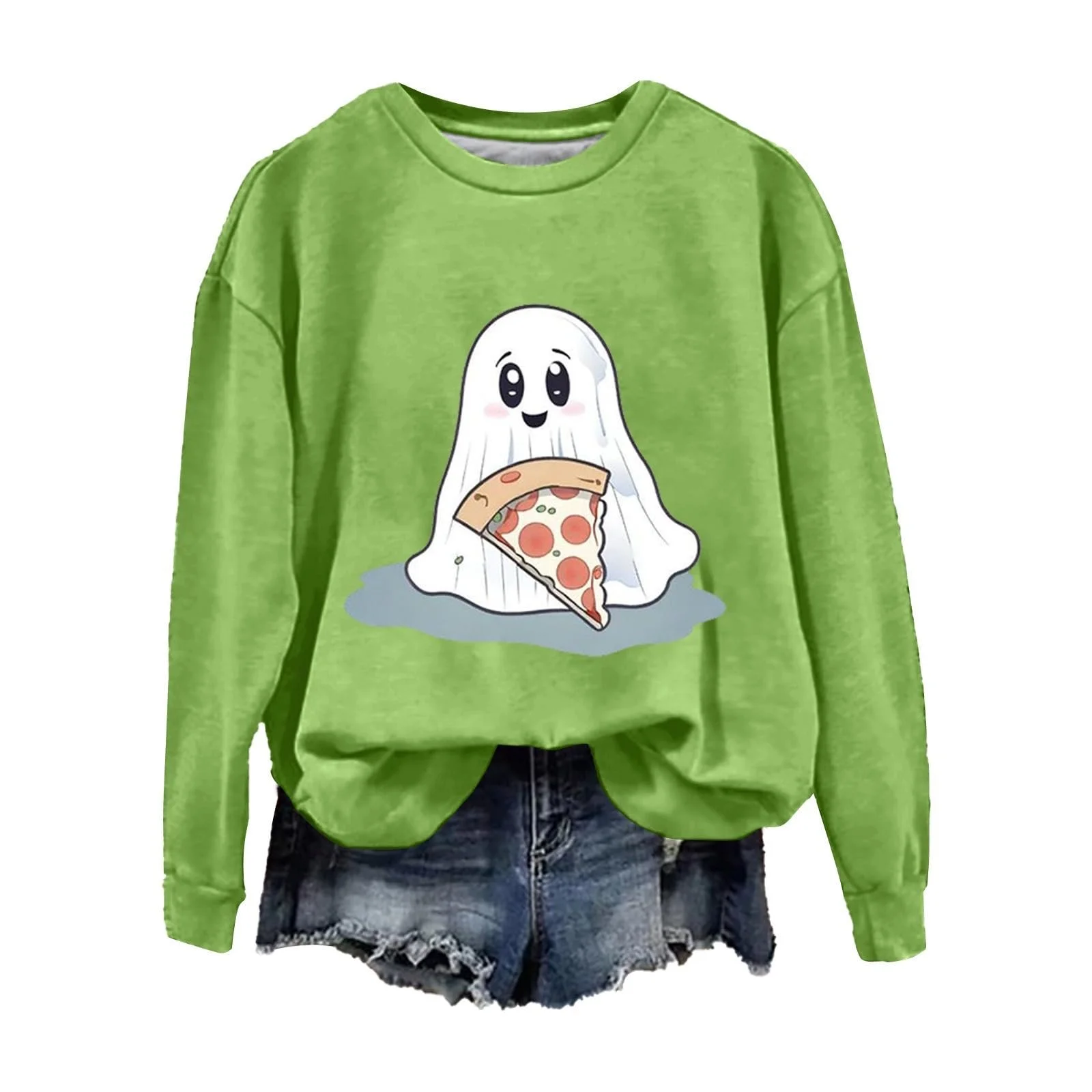 Жіночий Милий світшот з привидами з довгими рукавами, фото №3