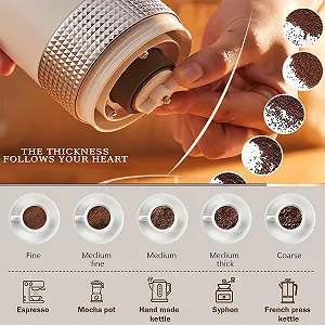 Электрическая кофемолка, Портативная беспроводная кофемолка с керамической мельницей для эспрессо, пуровера и френч-пресса Белая synthetic.ua - Фото 1