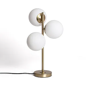 Настільна лампа LEDKIA LIGHTING Moonlight Латунь 3 плафони Метал Скло E27 560 x 340 x 340 мм Золотиста Скляна - Фото 1