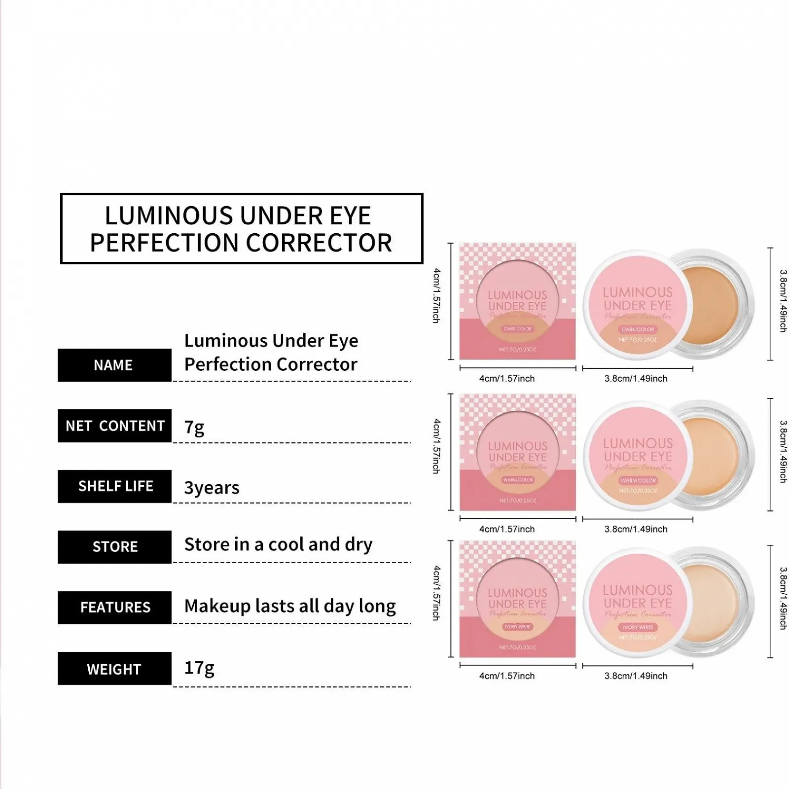 Консилер Luminous Superluminous Undereye Genius Brightening Color-Correcting Eye Brightener Medium Coverage увлажняющий (Набор, 7 г), фото №7