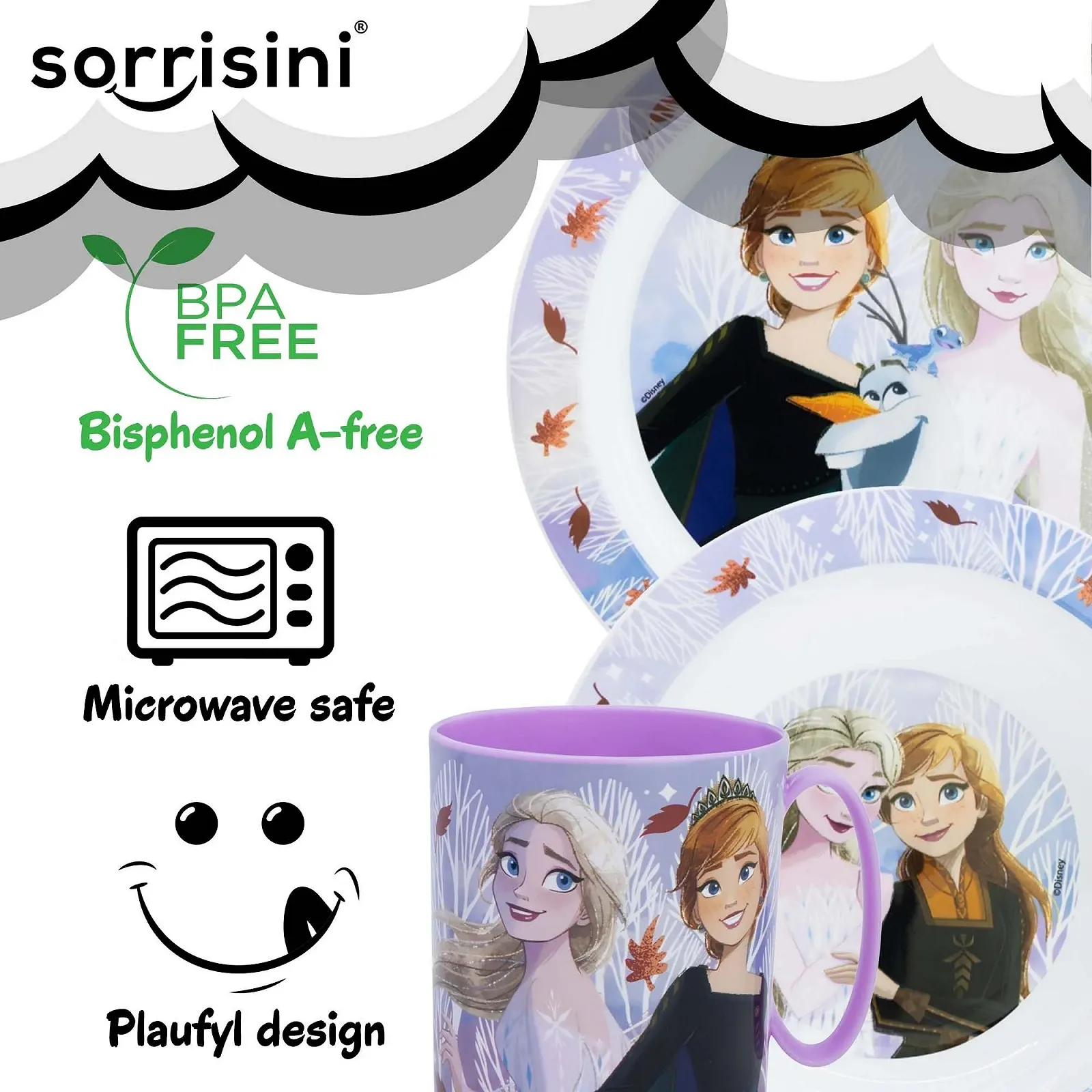 Набор детской многоразовой посуды Sorrisini, Frozen, фото №2 Набор детской многоразовой посуды Sorrisini, Frozen, фото №2