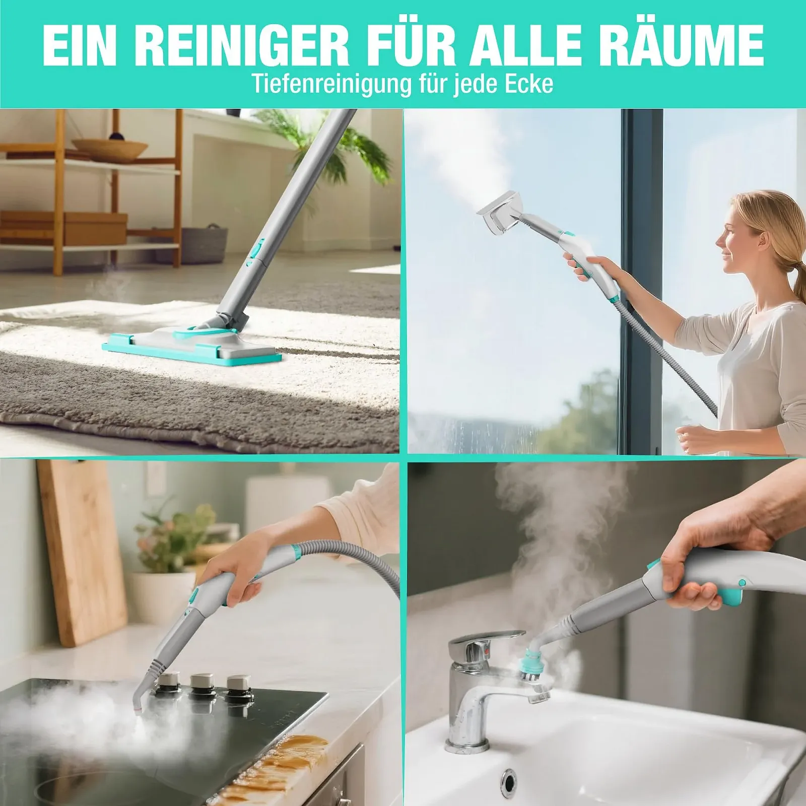 Пароочисник HAUSHOF 2000 Вт 1.5 л 4 бар з набором із 16 аксесуарів, фото №6