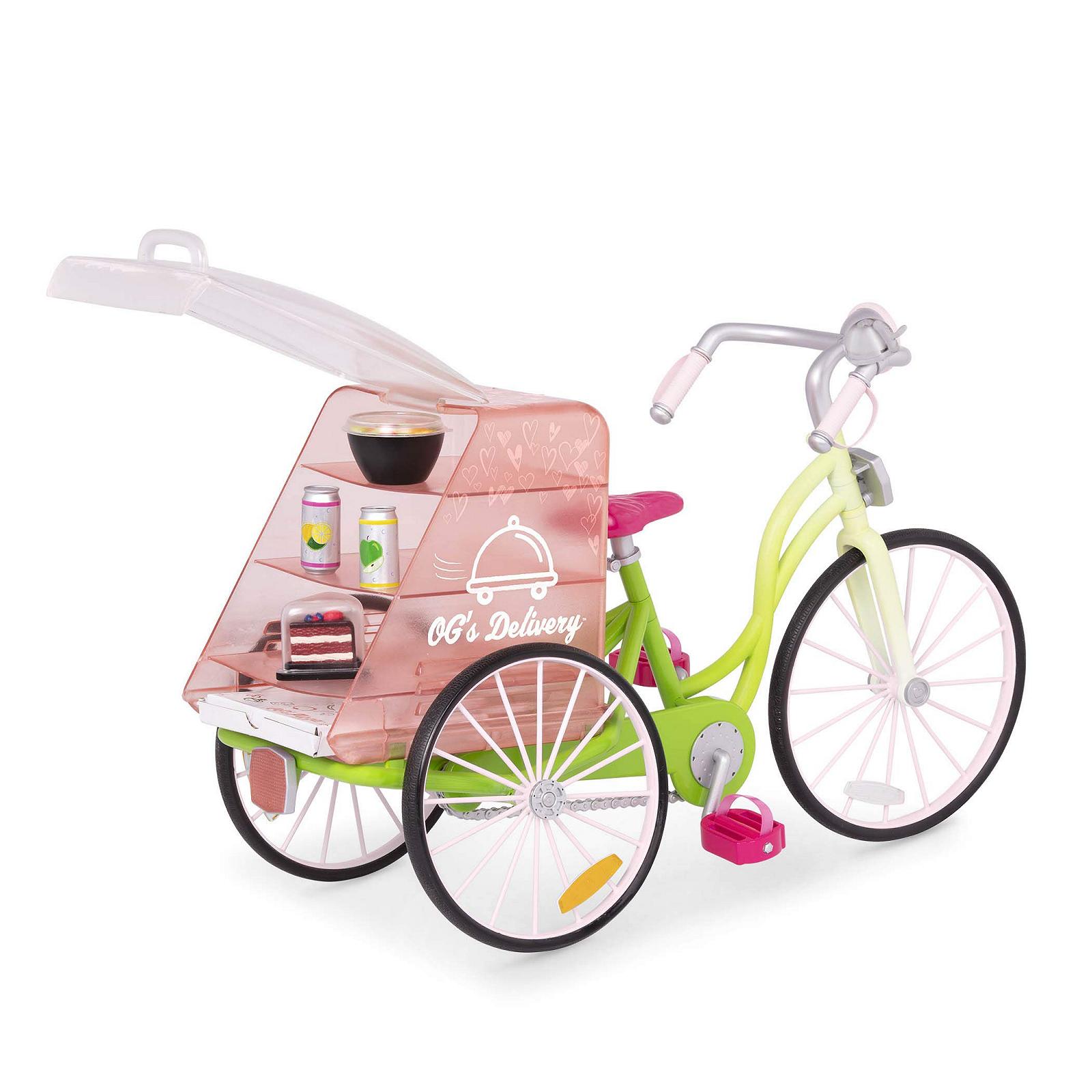 Комплект Our Generation Bicycle Set Delivery Basket Іграшкова їжа Аксесуари для ляльок (46 см) Великий для дітей від 3 років Вантажний велосипед, фото №5