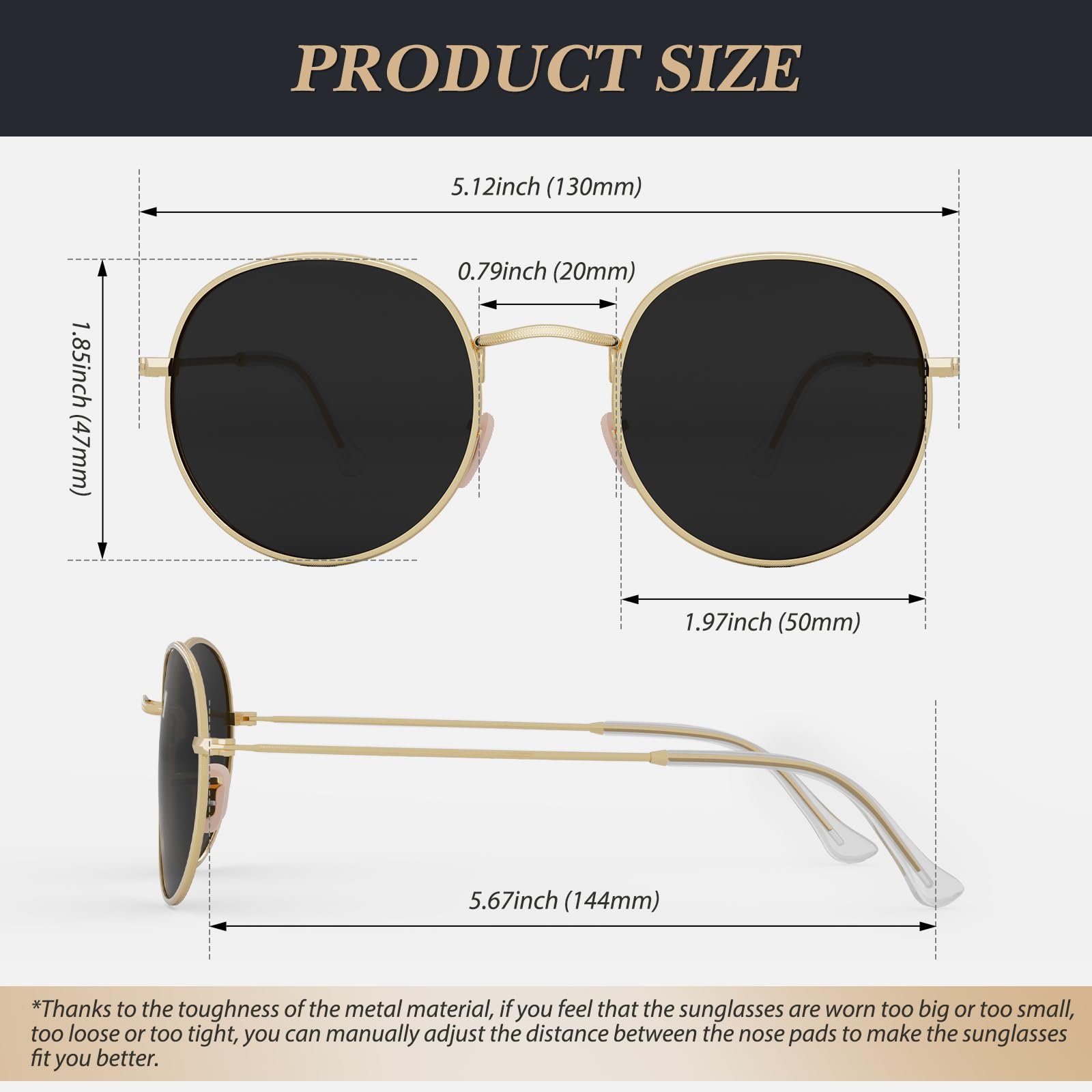 Сонцезахисні окуляри Круглі GQUEEN MFF7 Дзеркальні Поляризовані для Чоловіків та Жінок UV400, фото №4