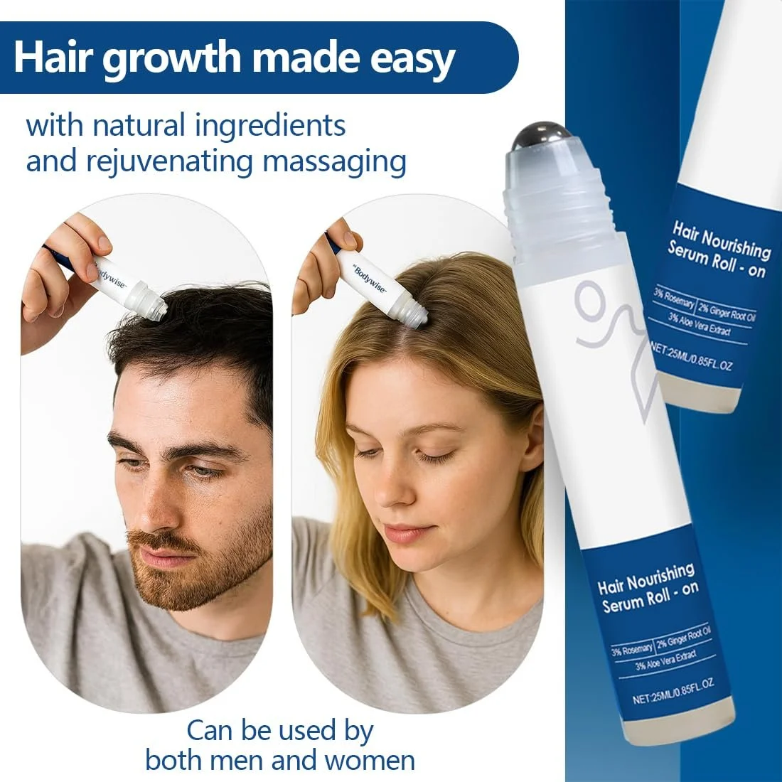 Сироватка для росту волосся Розмарин Roll On, сироватка для шкіри голови для контролю випадіння волосся, фото №6