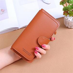 Кошелек длинный Mode Leder однотонный на молнии с отделением для карт и ID карманами женский клатч коричневый synthetic.ua - Фото 1