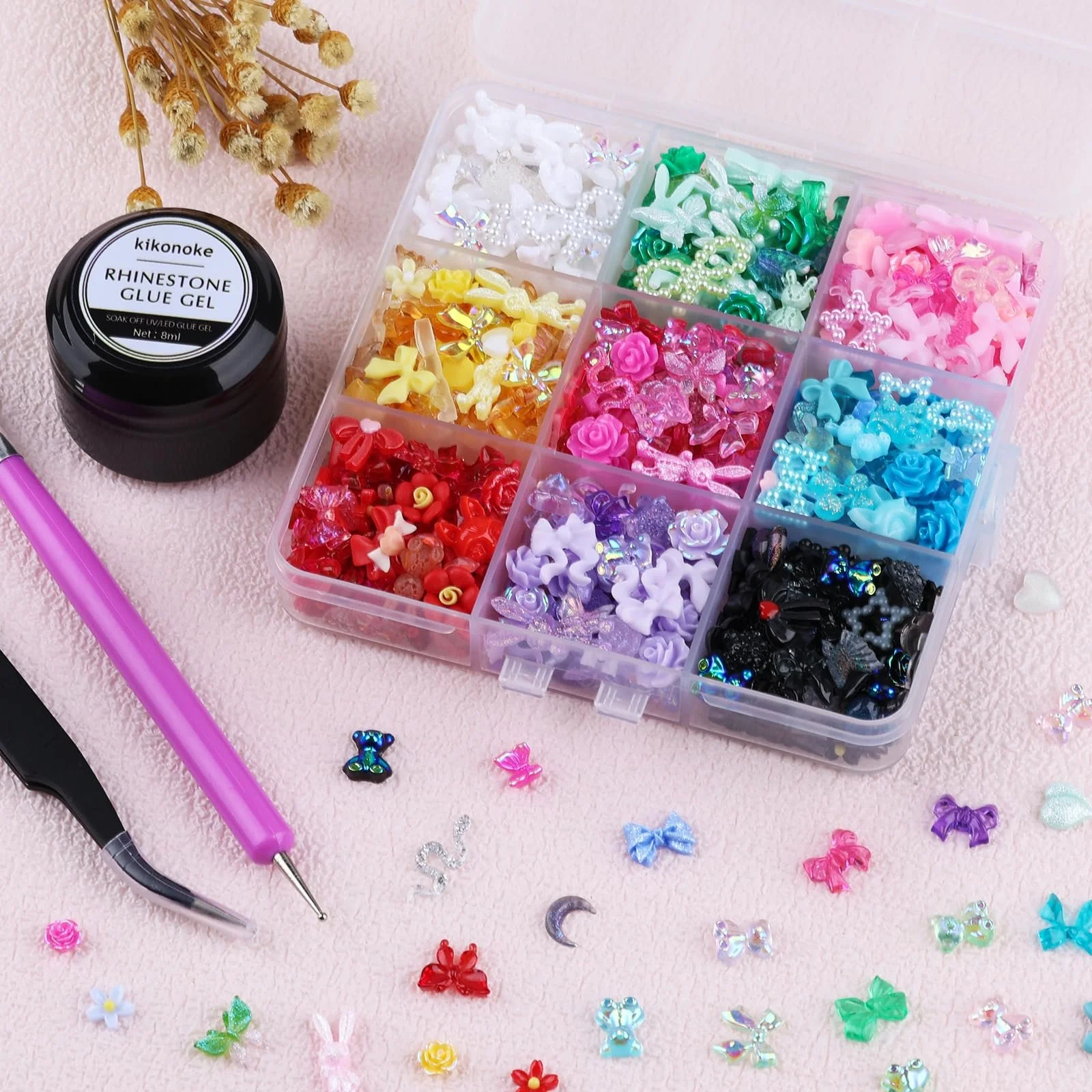 3D Квітка Метелик Бантик Кролик Самоцвіти для нігтів, фото №6