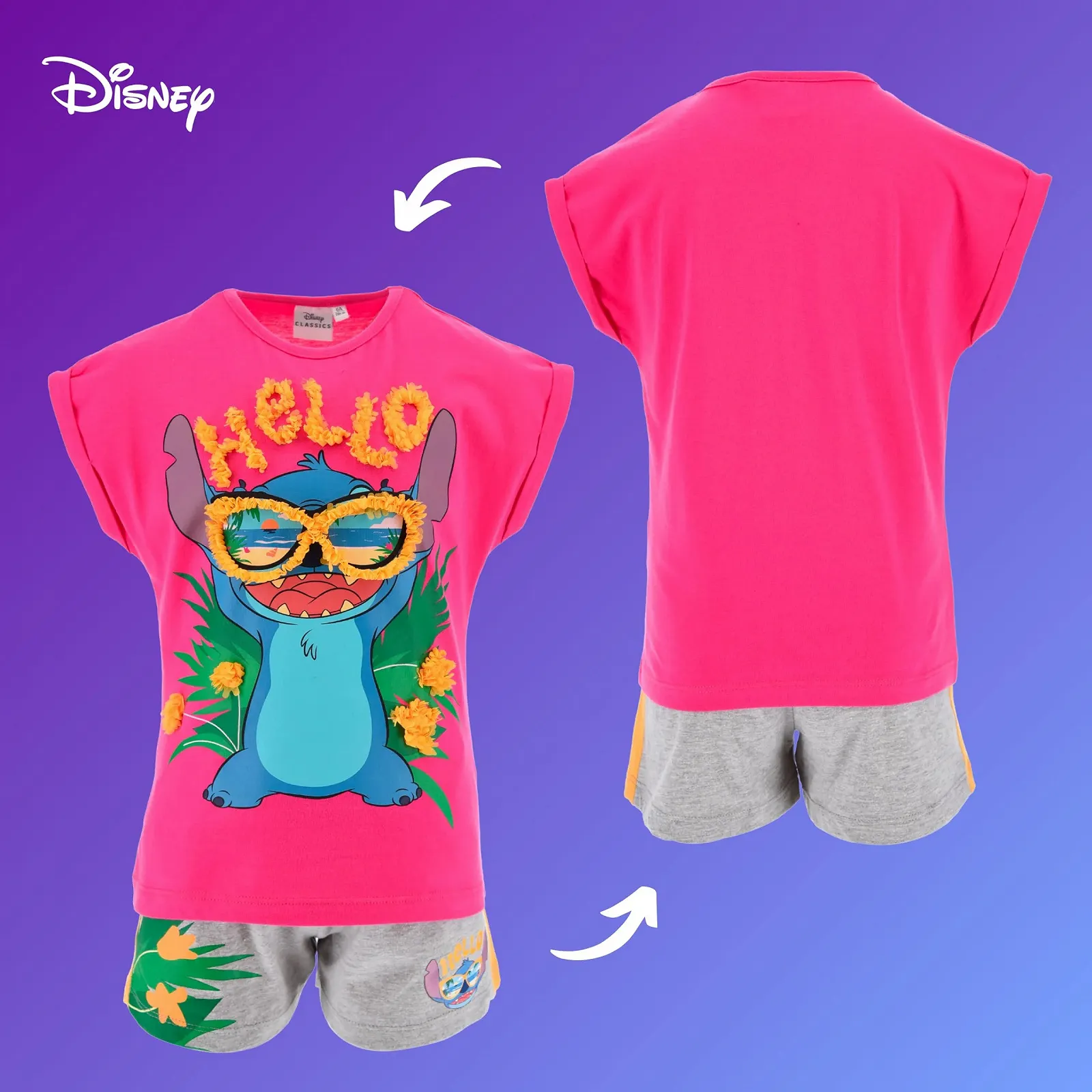 Комплект (футболка та шорти) Disney Stitch для дівчаток, м’який бавовняний, літній, фото №9 Комплект (футболка та шорти) Disney Stitch для дівчаток, м’який бавовняний, літній, фото №9