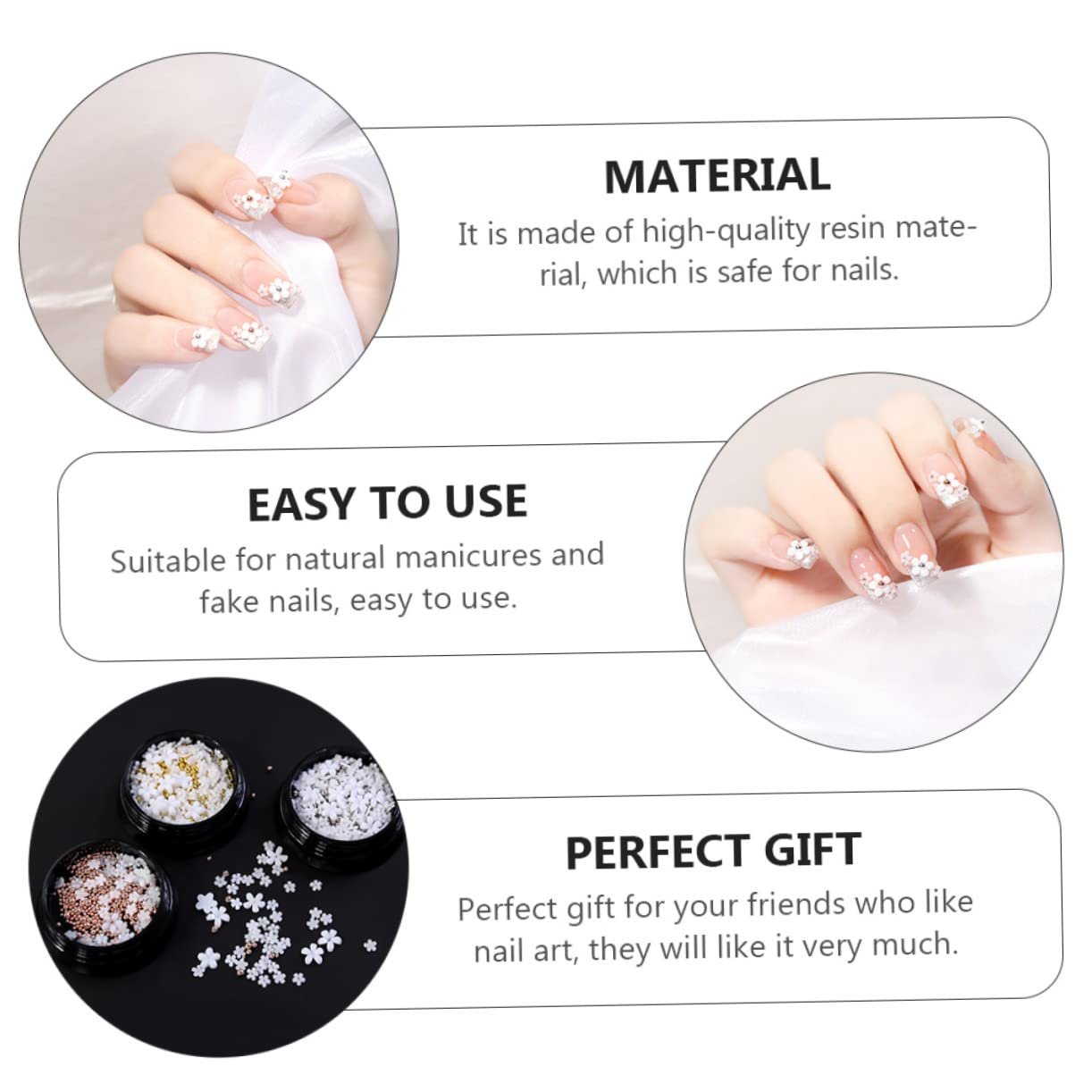 Мини Цветы из Смолы FOMIYES для Маникюра DIY, Набор 3 шт, фото №6