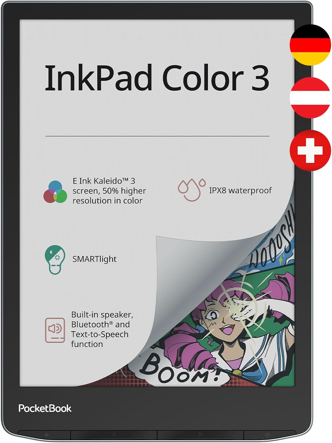 Электронная книга 7.8" PocketBook InkPad Color 3 32GB Linux 2900 мАч Черная, фото №1