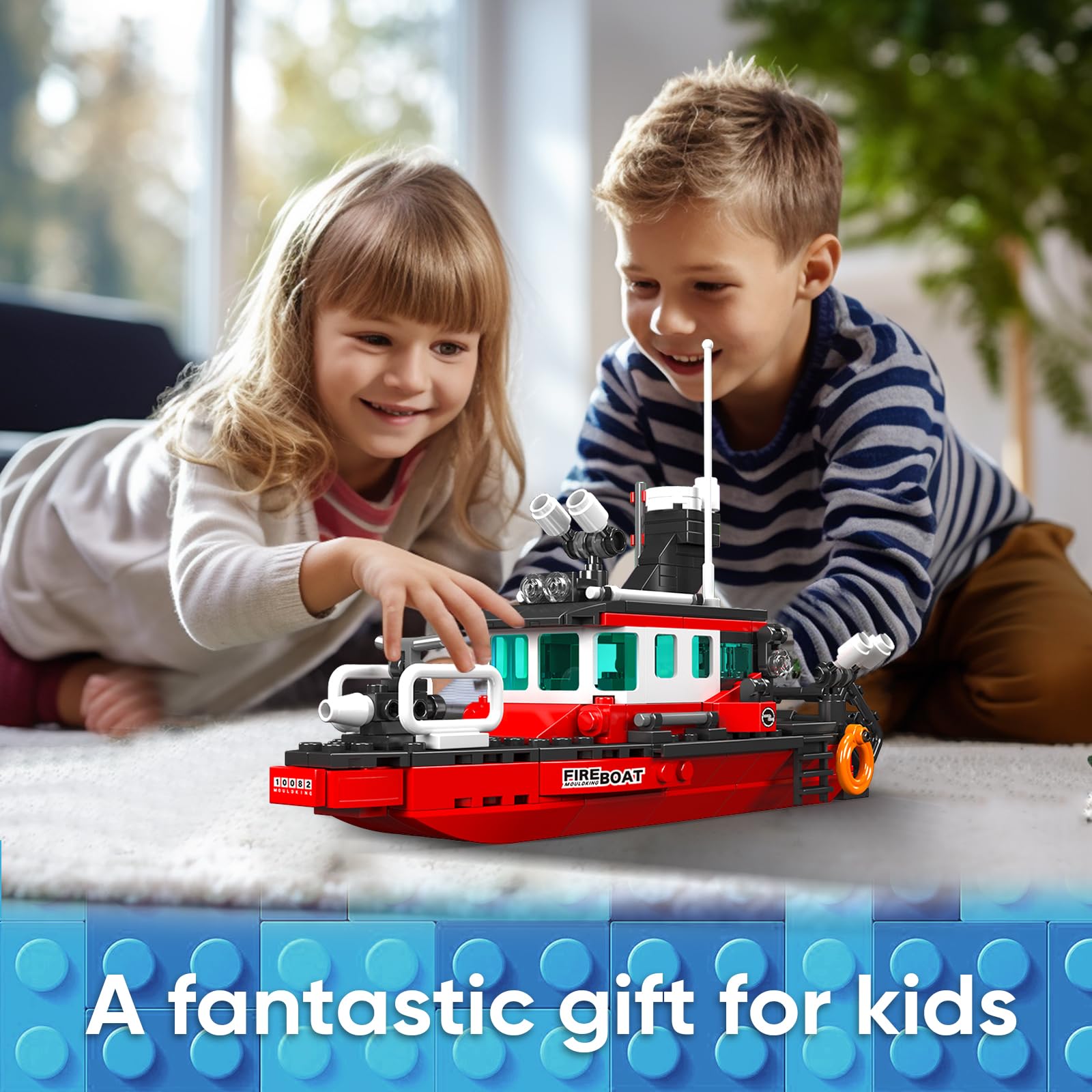 Набор Mould King Creative Fire Boat Model 10082 для строительства пожарного катера для мальчиков и девочек от 8 лет (315+ деталей), фото №6