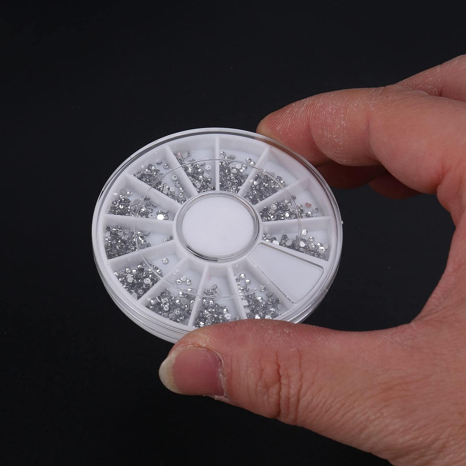 Стрази Срібні в коробці для манікюру та дизайну нігтів, блискучі, 1.5 мм, в диску, фото №8