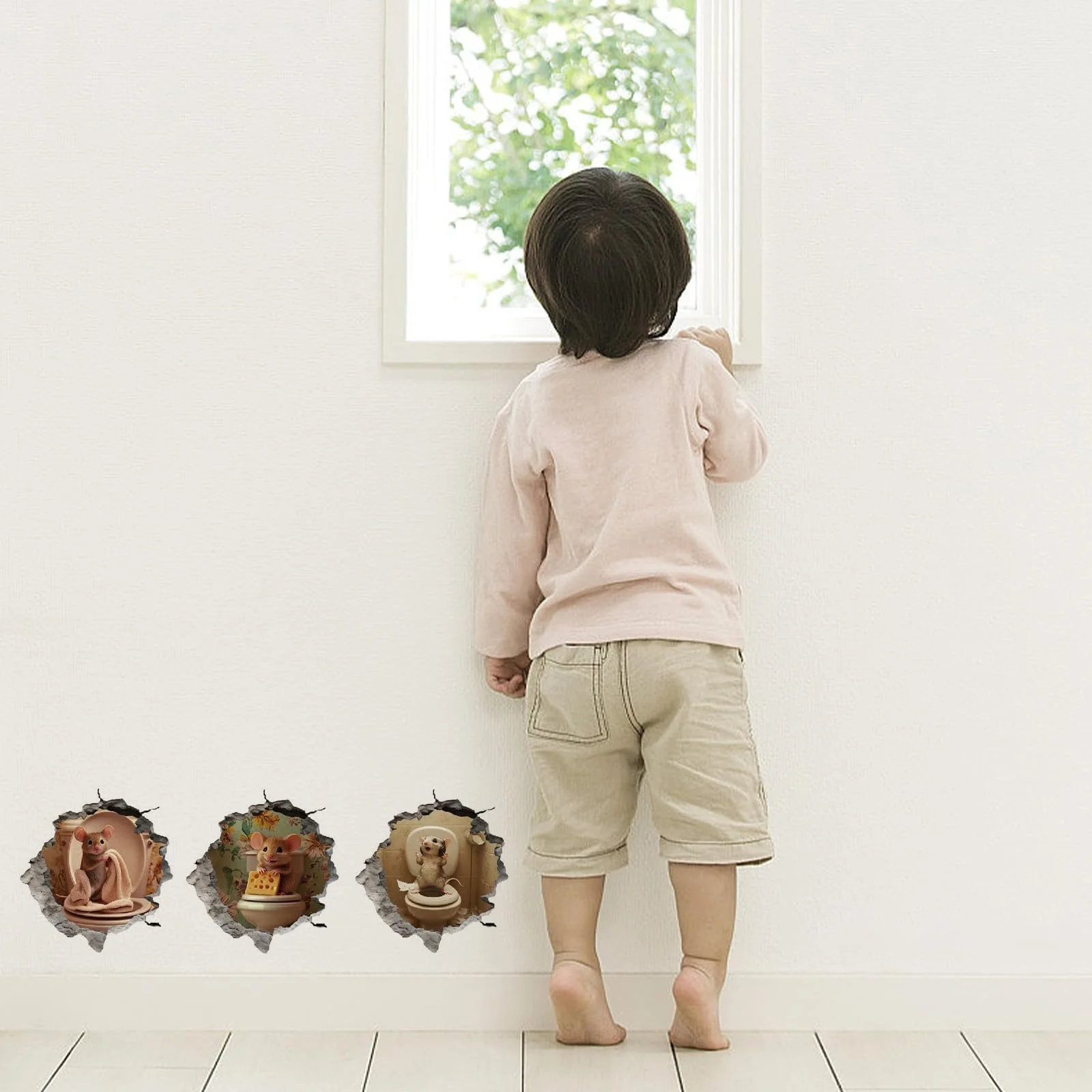 Наклейка на стіну SUPERDANT 3D Rat The Toilet Cracked Mice Vinyl Bathroom Toilet Wall Decoration, фото №3 Наклейка на стіну SUPERDANT 3D Rat The Toilet Cracked Mice Vinyl Bathroom Toilet Wall Decoration, фото №3