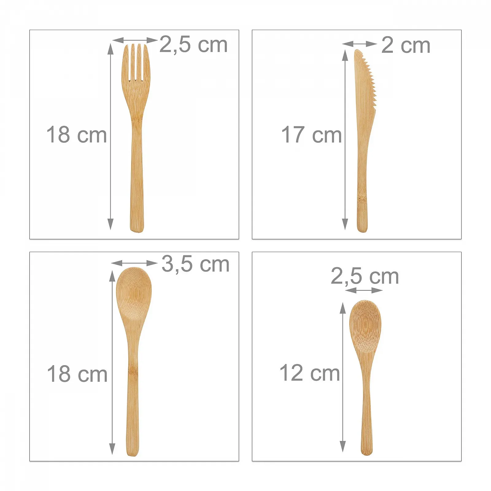 Набор бамбуковых столовых приборов Relaxdays, многоразовый, 41 предмет, натуральный, светло-коричневый, фото №5