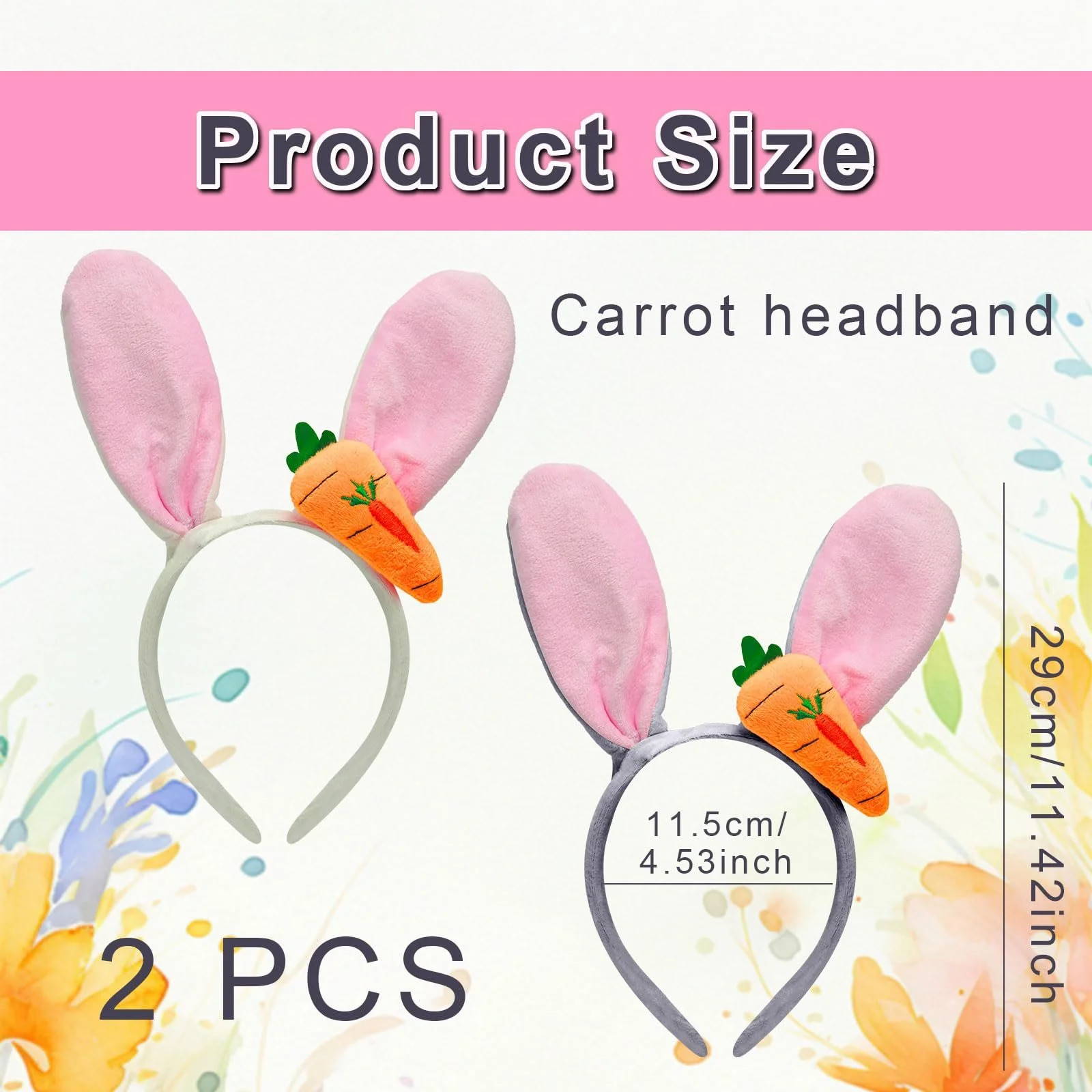 Набір з 2 Великодніх обручів з кролячими вушками, Плюшевий, фото №2 Набір з 2 Великодніх обручів з кролячими вушками, Плюшевий, фото №2