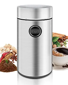 Електрична кавомолка, корпус з нержавіючої сталі, 150 Вт, 22000 об/хв, контейнер для зерен до 50 г, для кавових зерен, горіхів, спецій, 9.7 x 9.7 x 17.8 см - Фото 1