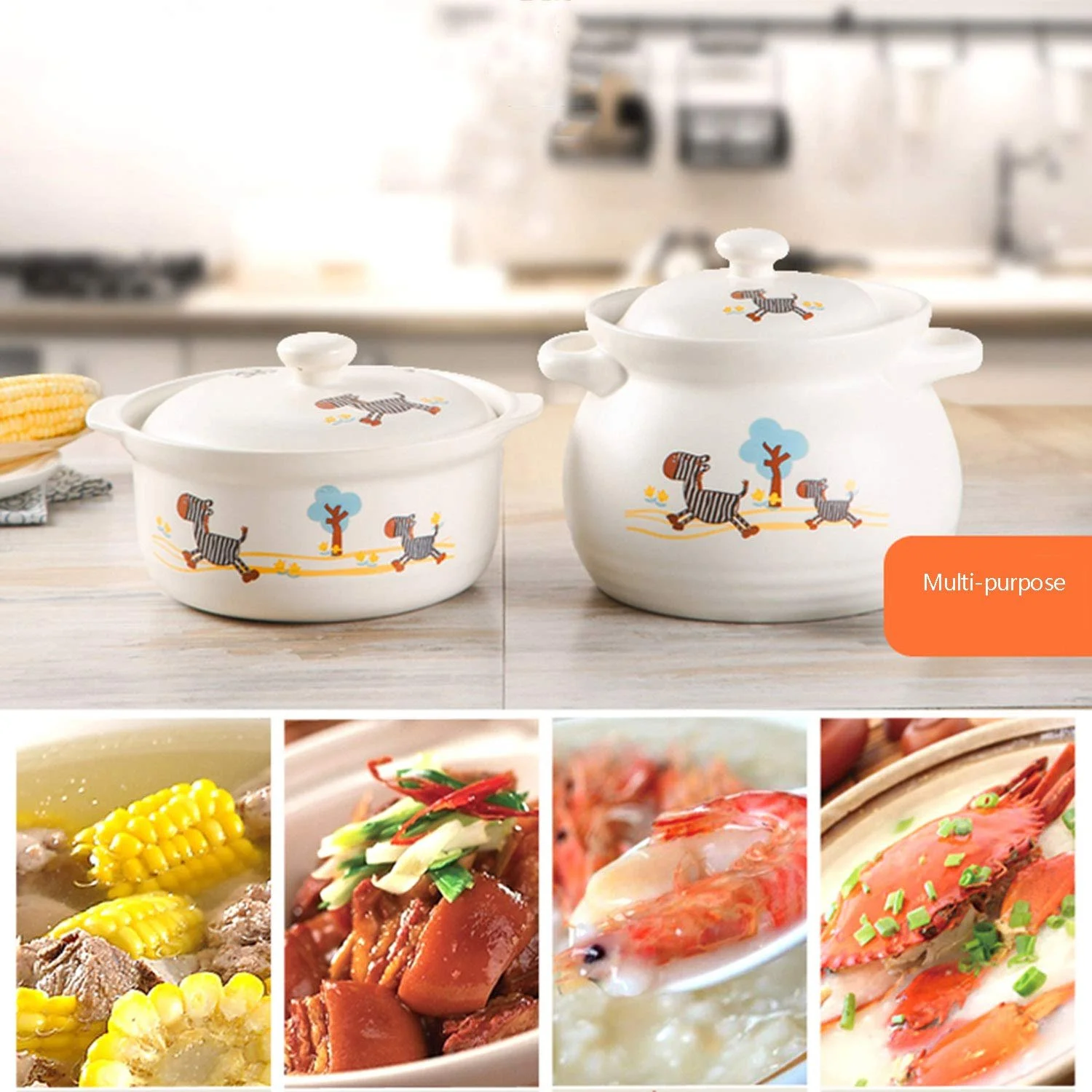 Кастрюля AIBAB керамическая жаропрочная, белая, фото №2