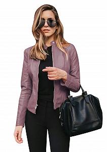 Жіноча Куртка Yming Мотоциклетна Звичайна З екошкіри На повній блискавці Стильна Ретро Укорочена - Фото 1