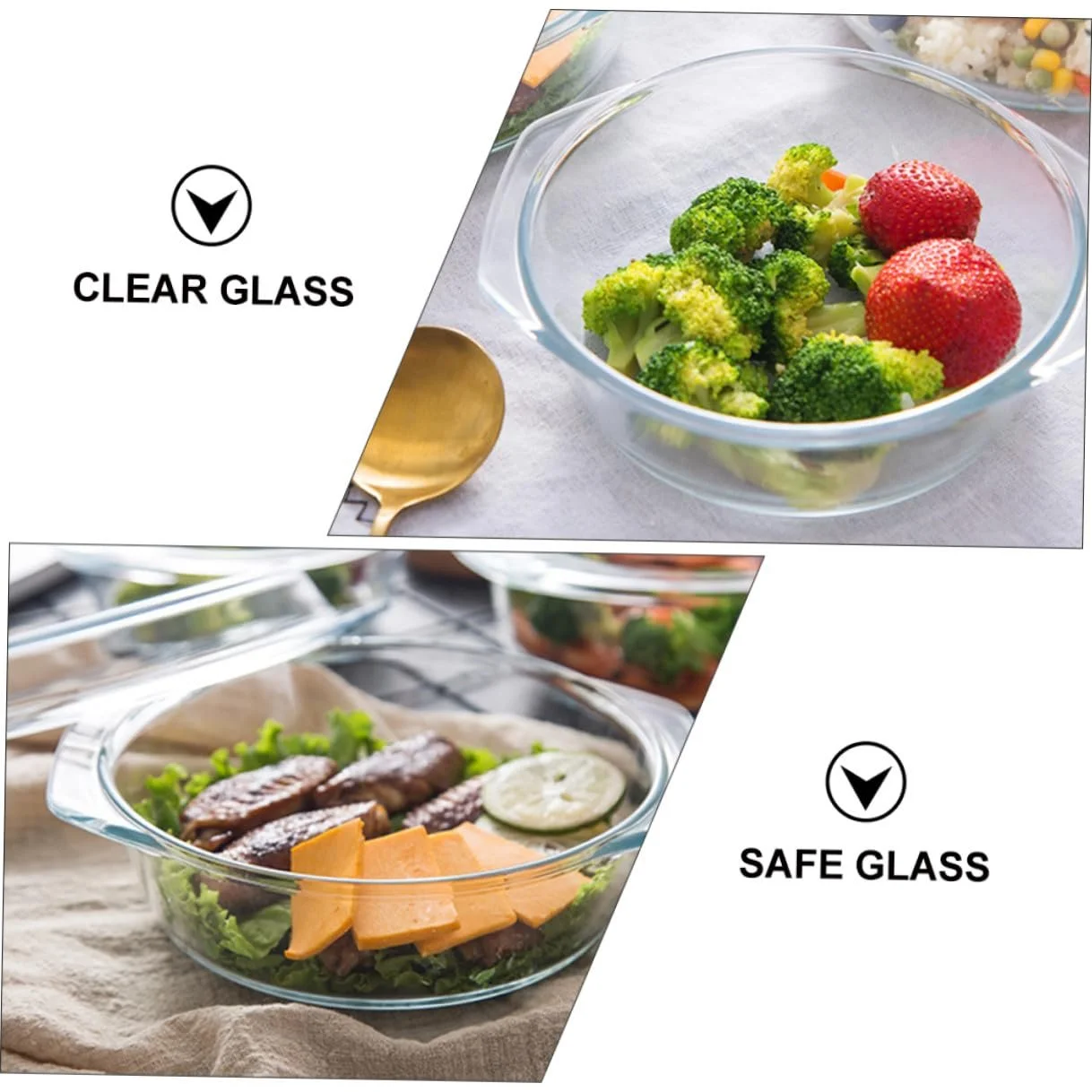 Миска POPETPOP кругла з кришкою термостійка ударостійке загартоване скло для мікрохвильової печі, фото №9