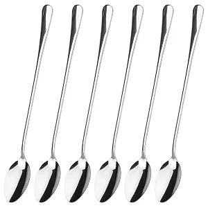 Ложка для латте макиато Длинная, 6 штук, 195 см Ложка для мороженого Длинная, нержавеющая сталь, Ложка с длинной ручкой, Ложка для капучино с длинной ручкой, Ложка для йогурта Длинная для кофе со льдом, Чай со льдом - Фото 1