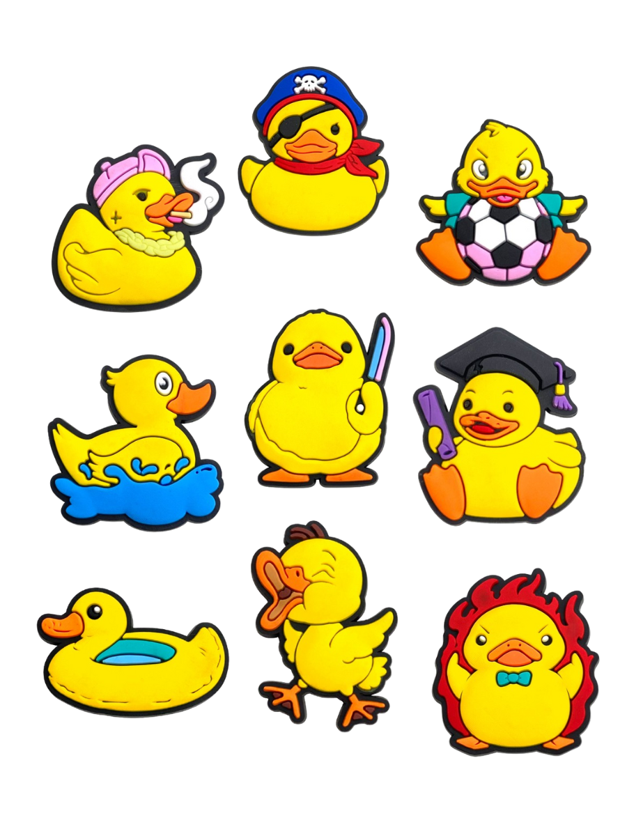 Джибітси жовта качка літні качки duck Jibbitz 9 шт аксесуари крокс прикраса Dz_117_2, фото №1