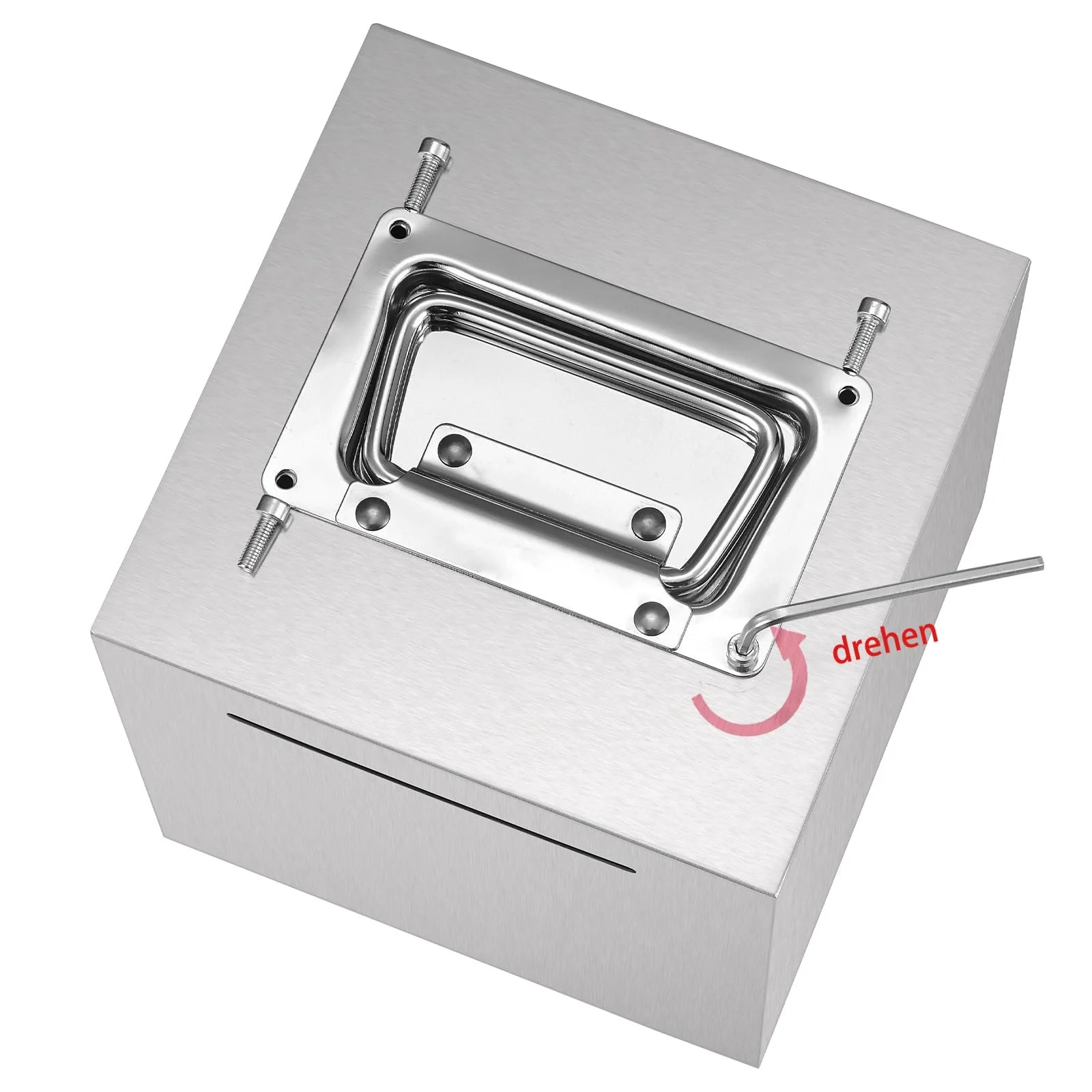 Скарбничка-сейф Велика з нержавіючої сталі з ручкою, фото №4