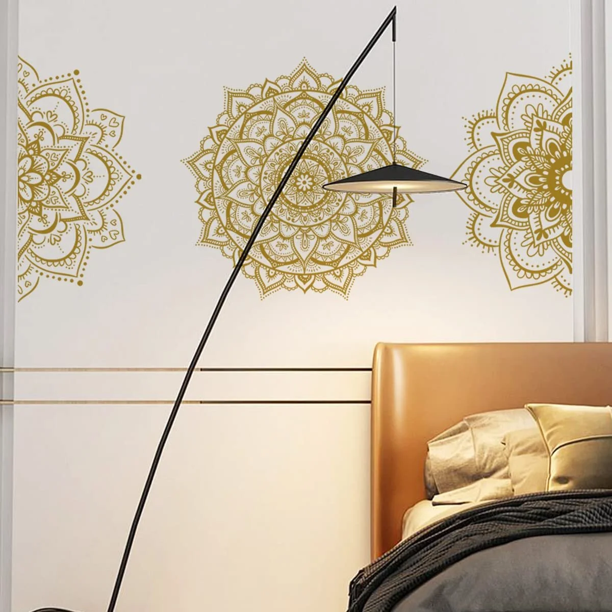 Наклейка на стену COVPAW Мандала 3 Золотисто-желтая 82x83 см, фото №5