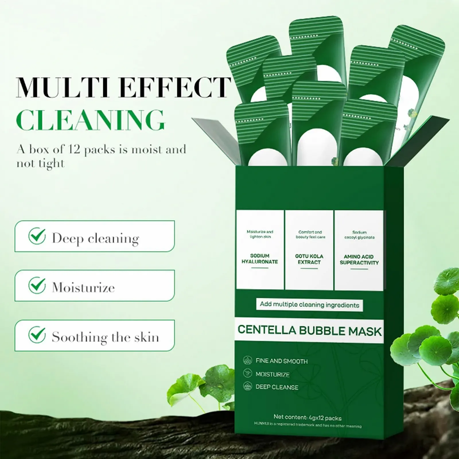 Пузырьковая маска для лица 12 x Натуральный увлажнитель, средство для очищения пор, укрепление и успокоение, глубокое осветление, освежающее очищение, для использования во время сна, фото №5