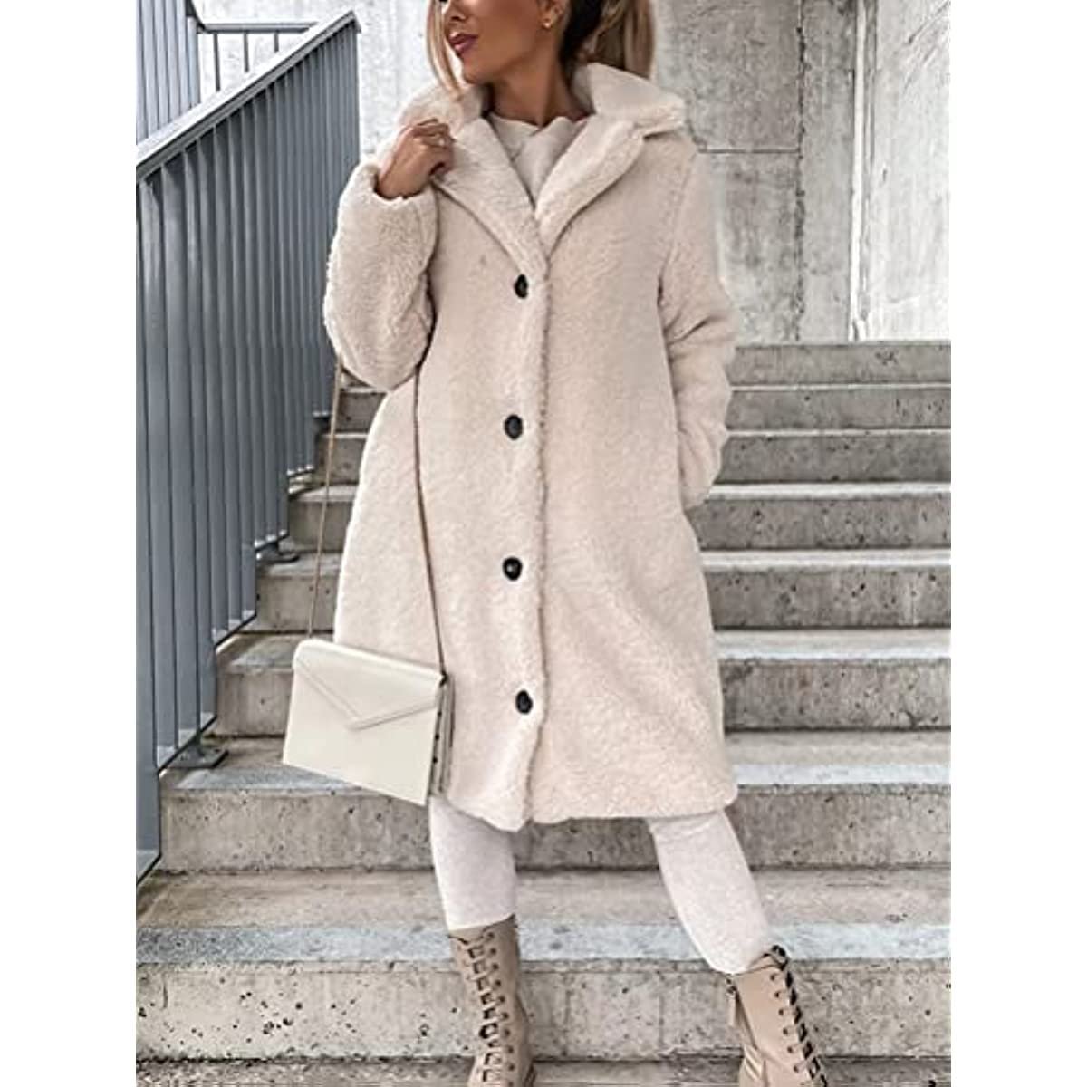 Жіноча довга флісова куртка, пальто-тренч на ґудзиках з довгими рукавами, шерстяне з лацканами, фото №6 Жіноча довга флісова куртка, пальто-тренч на ґудзиках з довгими рукавами, шерстяне з лацканами, фото №6