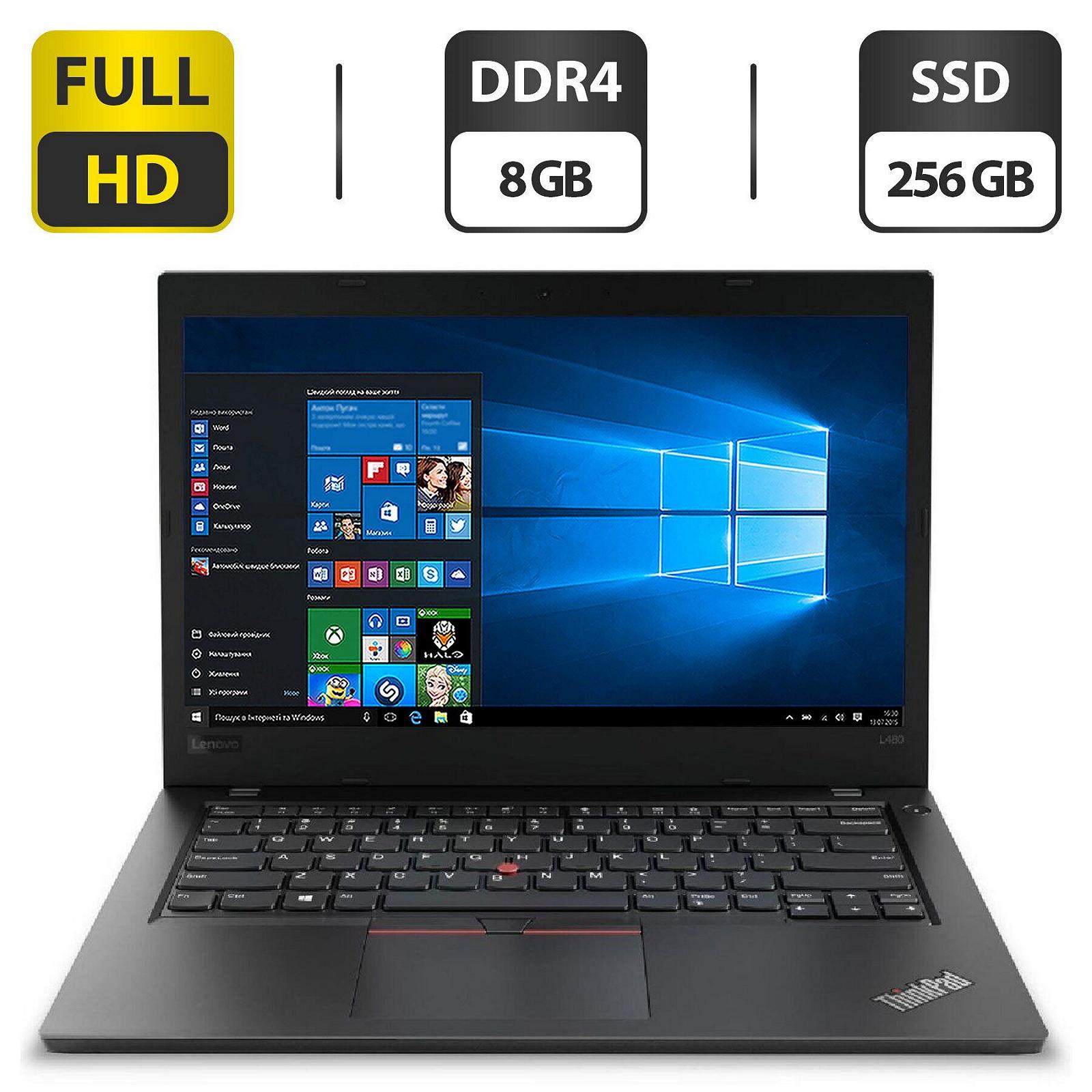 Ультрабук Lenovo ThinkPad L480 14 IPS Intel Core i3-8130U (2(4) ядра по 2.2-3.4 GHz 8GB DDR4 256GB SSD UHD Graphics 620 WebCam HDMI, фото №1