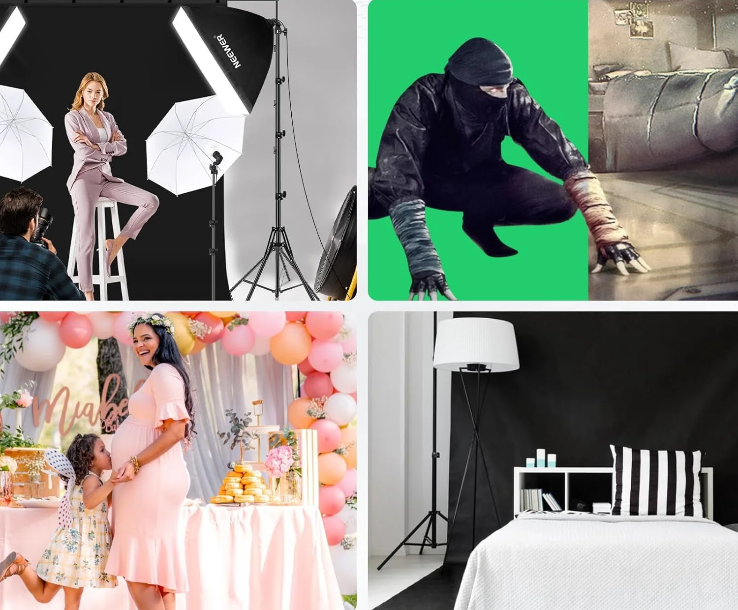 Набор студийного освещения и фонов Neewer NK100 Черный, фото №6