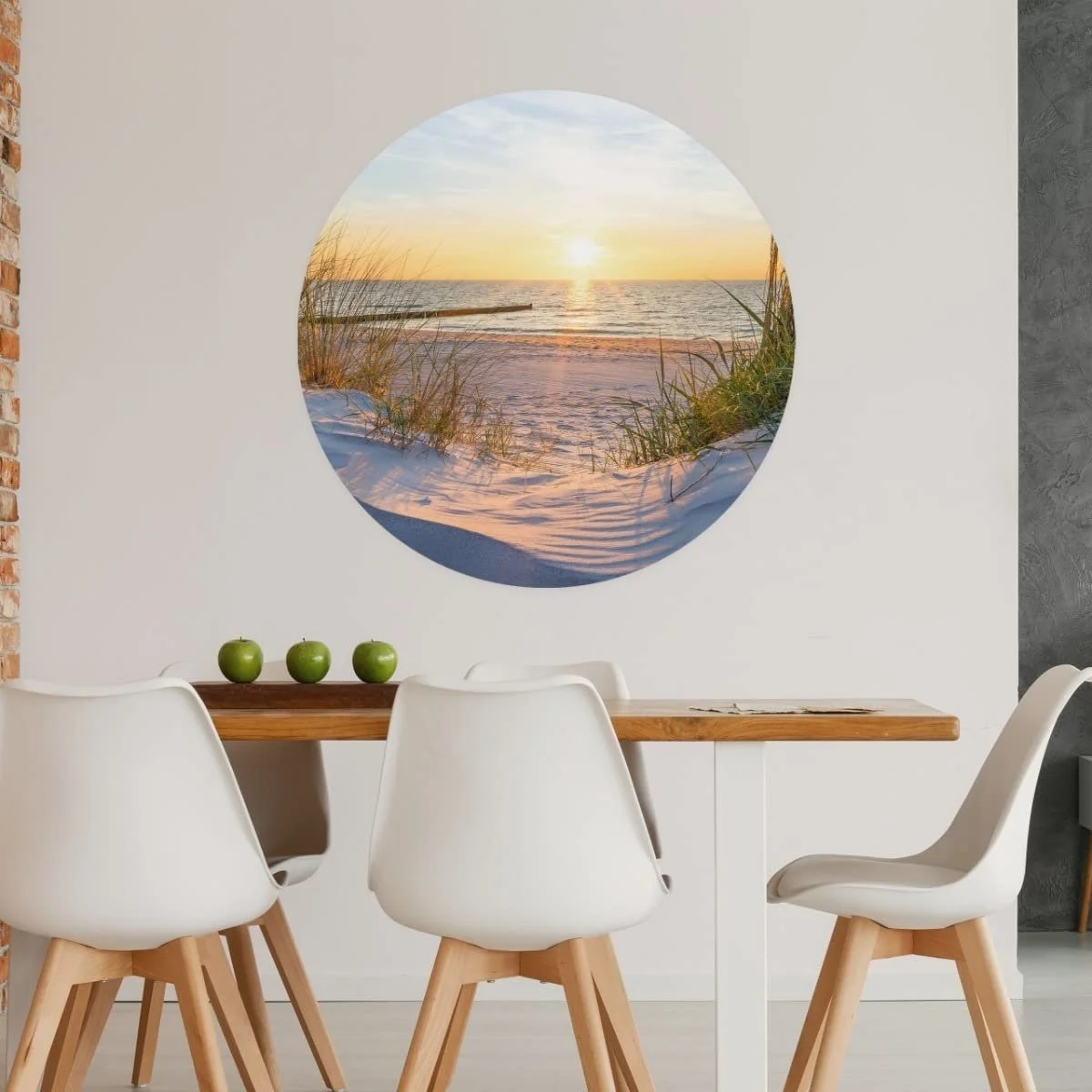 Наклейка на стену Muralo Пляж Море Закат Дюны Пейзаж Небо Природа 3D Круглая 100 x 100 см, фото №6