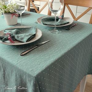 Скатертина Linen & Cotton Antea 137х250 см Лляна Біла / Блакитна synthetic.ua - Фото 1