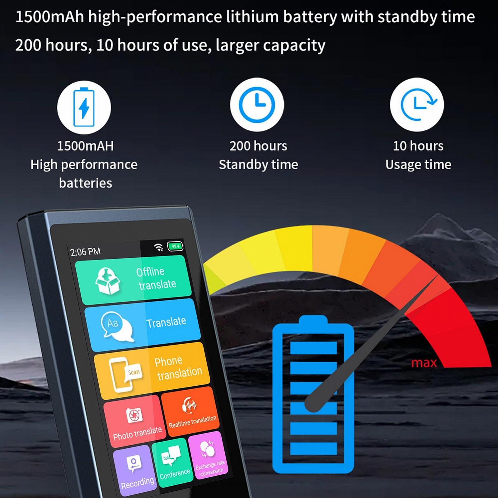 Устройство голосового перевода с 3-дюймовым сенсорным экраном, 138 языков онлайн, 15 языков офлайн, двусторонний переводчик реального времени, портативный перевод для обучения, путешествий, фото №9