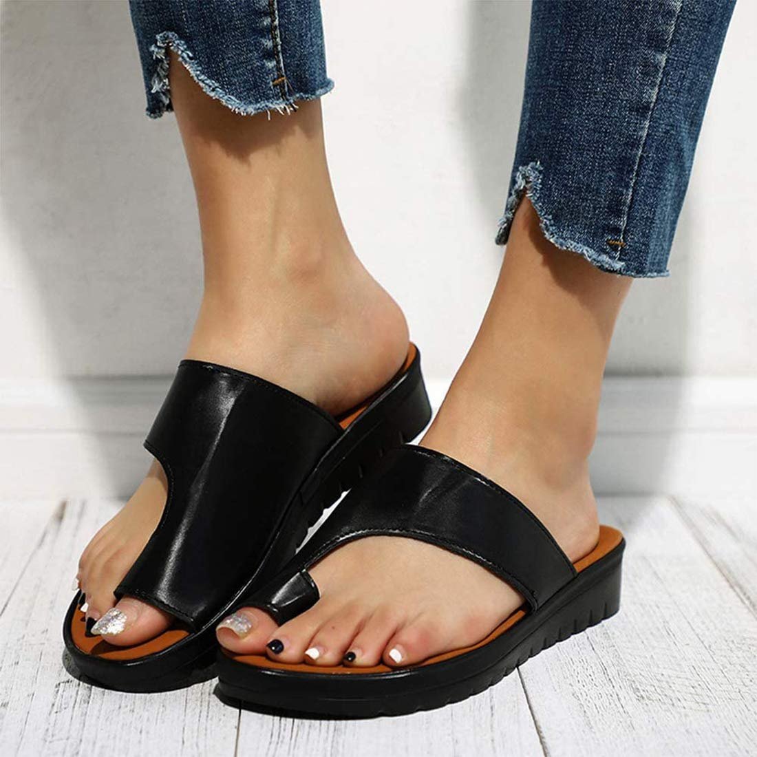 Женские Шлепанцы Платформа Ортопедическая обувь PU Кожа, фото №3