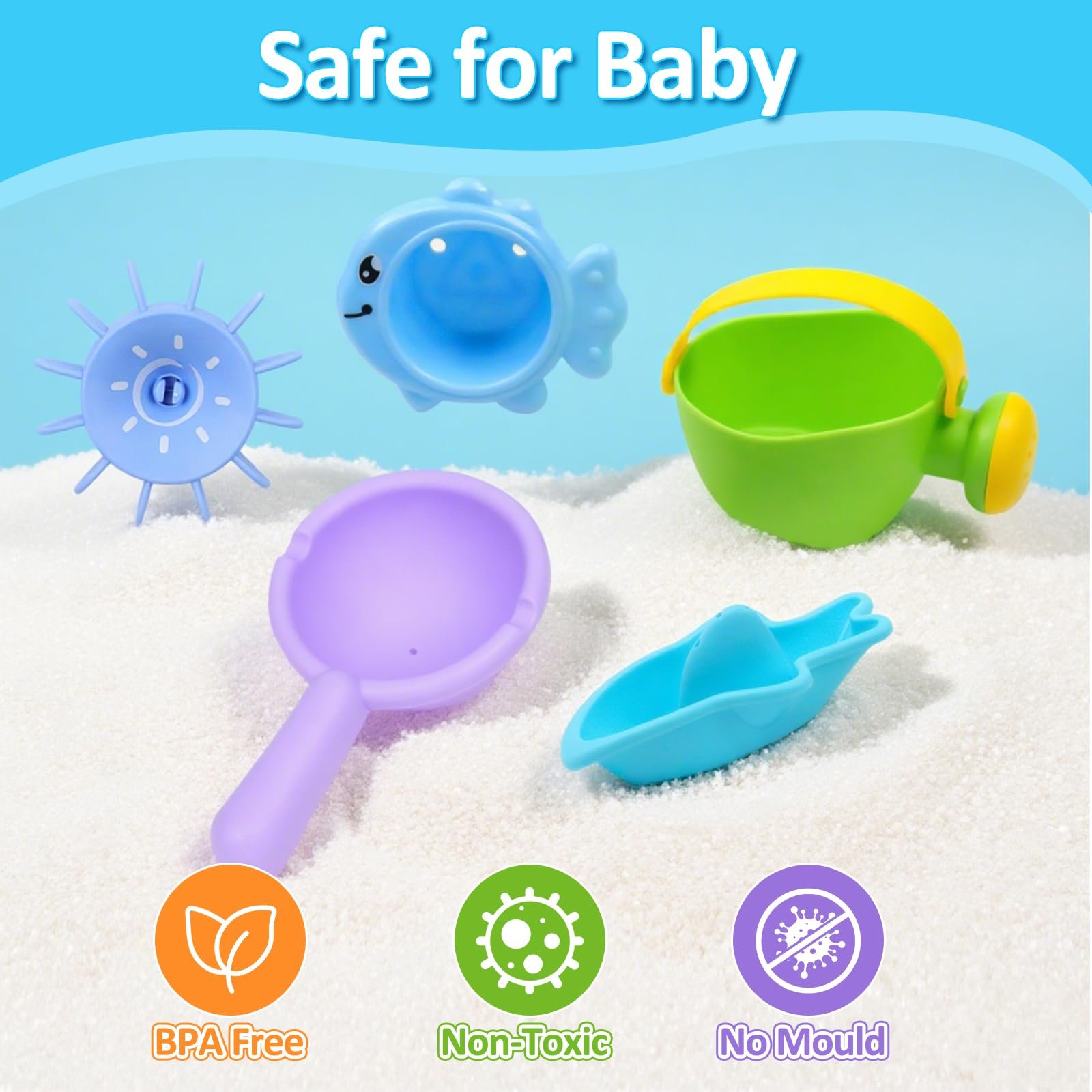 Набір іграшок для ванни для малюків від 1 до 4 років, 16 шт., фото №6