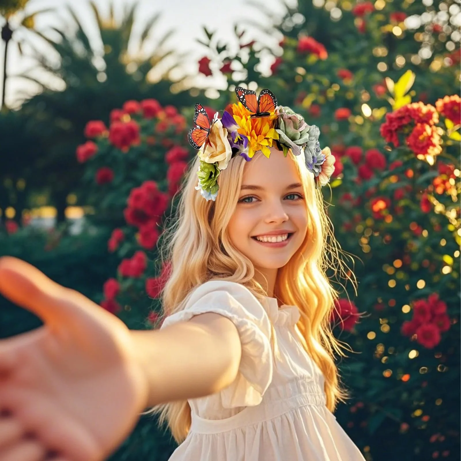 Обруч для волосся штучні квіти, фото №3