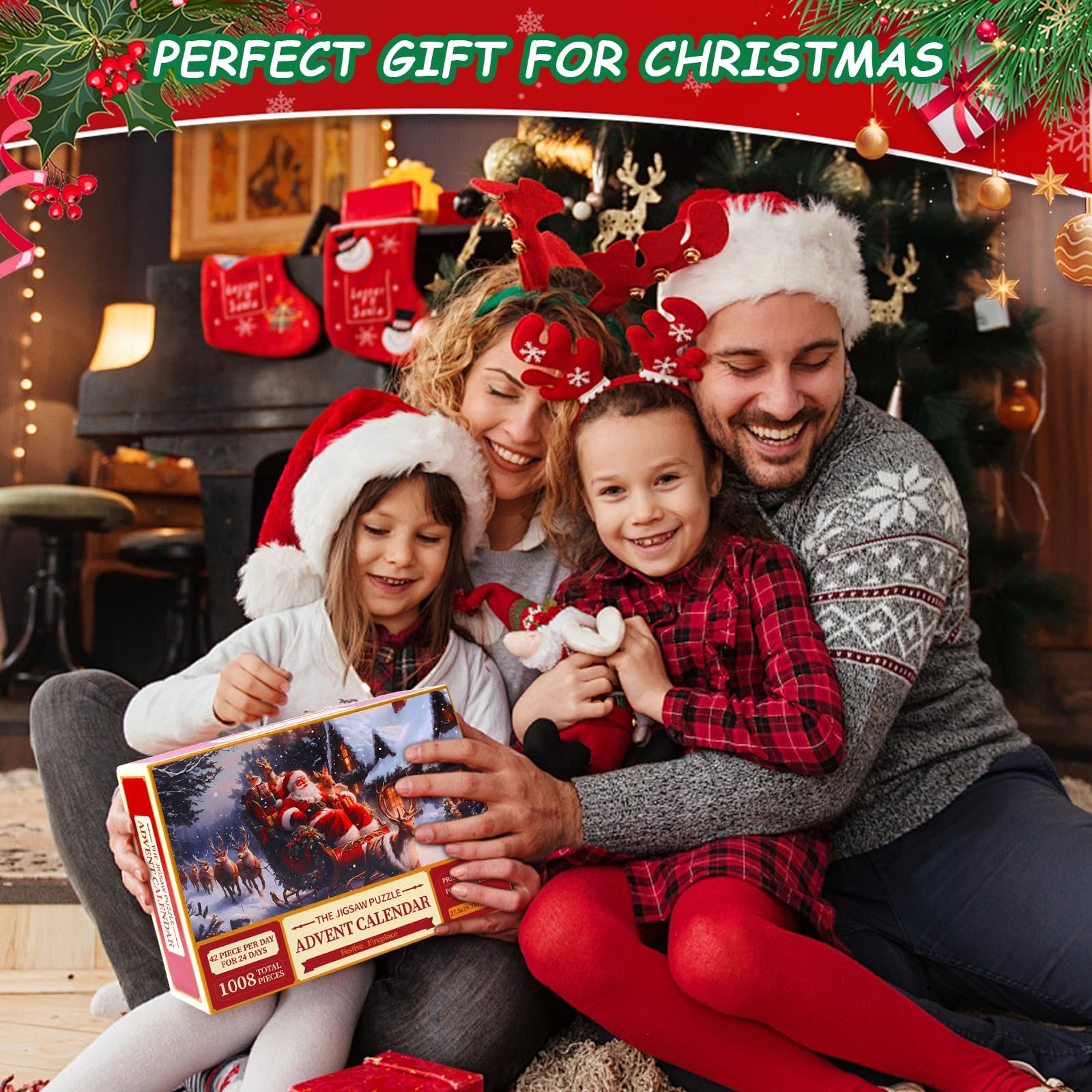 Пазл-адвент-календарь 2025 Санта-Клаус 1008 деталей 24 дня, фото №6
