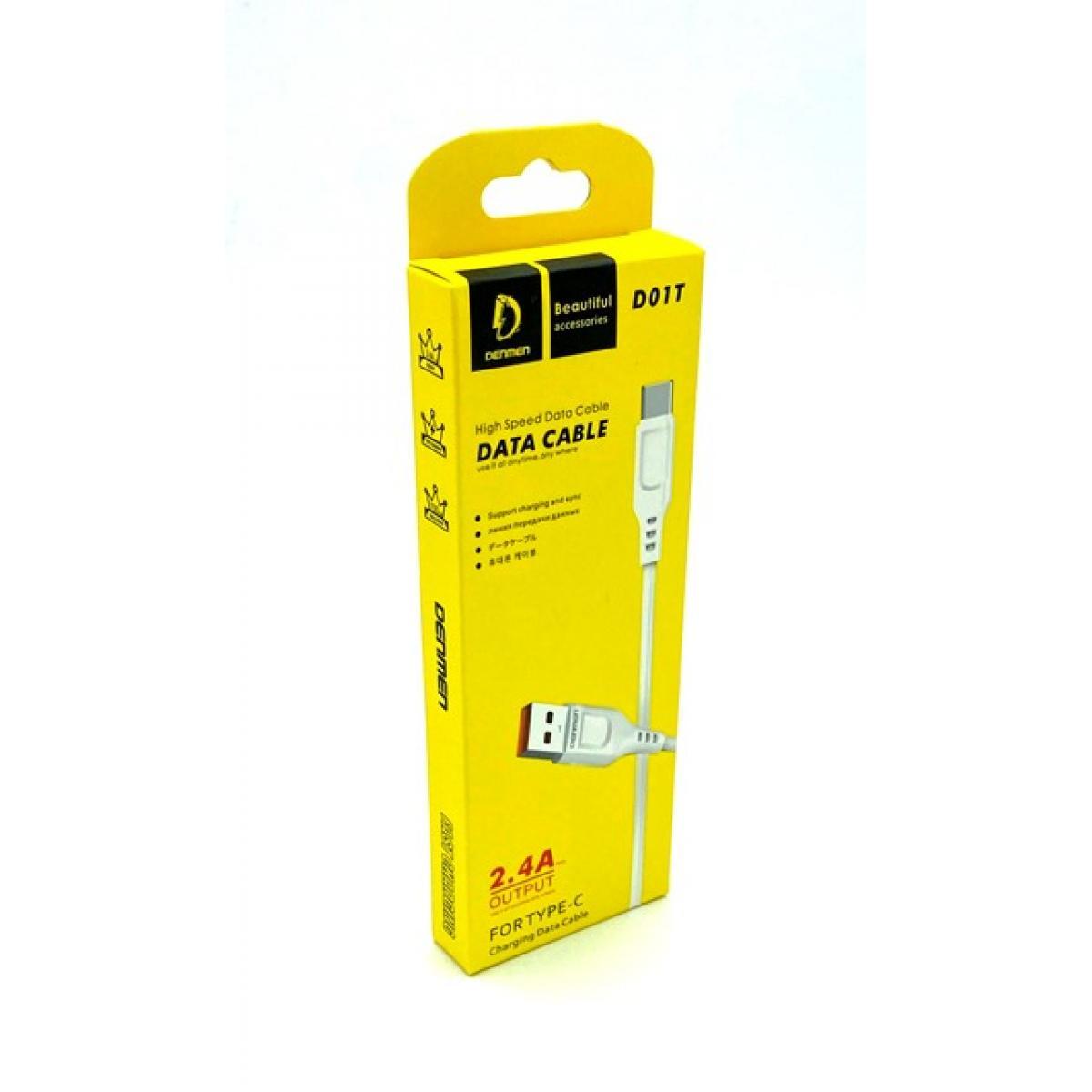 Кабель для зарядки и передачи данных Denmen D01T USB to Type-C Белый 1 м, фото №2