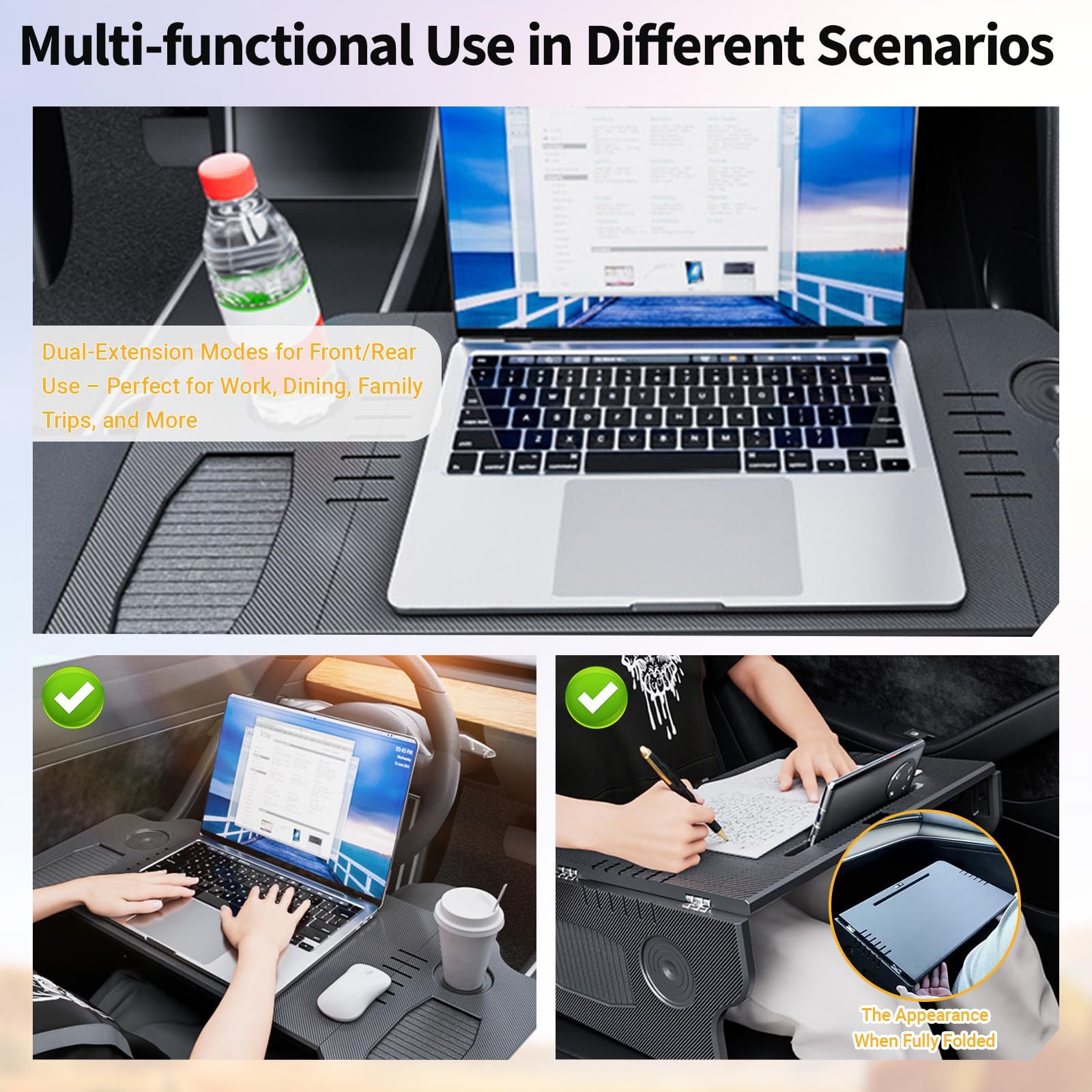 Автомобільний столик для Tesla Model 3/Y Розкладний столик-піднос для ноутбуків ESS, фото №2 Автомобільний столик для Tesla Model 3/Y Розкладний столик-піднос для ноутбуків ESS, фото №2