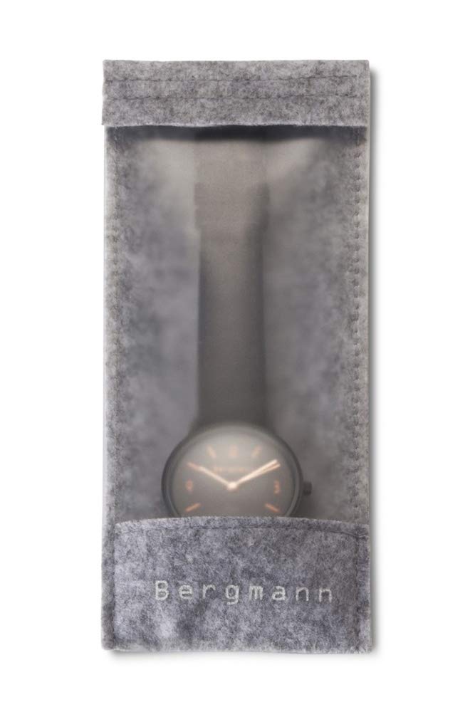 Годинник Bergmann COR Чорний Аналоговий Кварцовий Чорний циферблат Чорний замшевий ремінець, фото №4