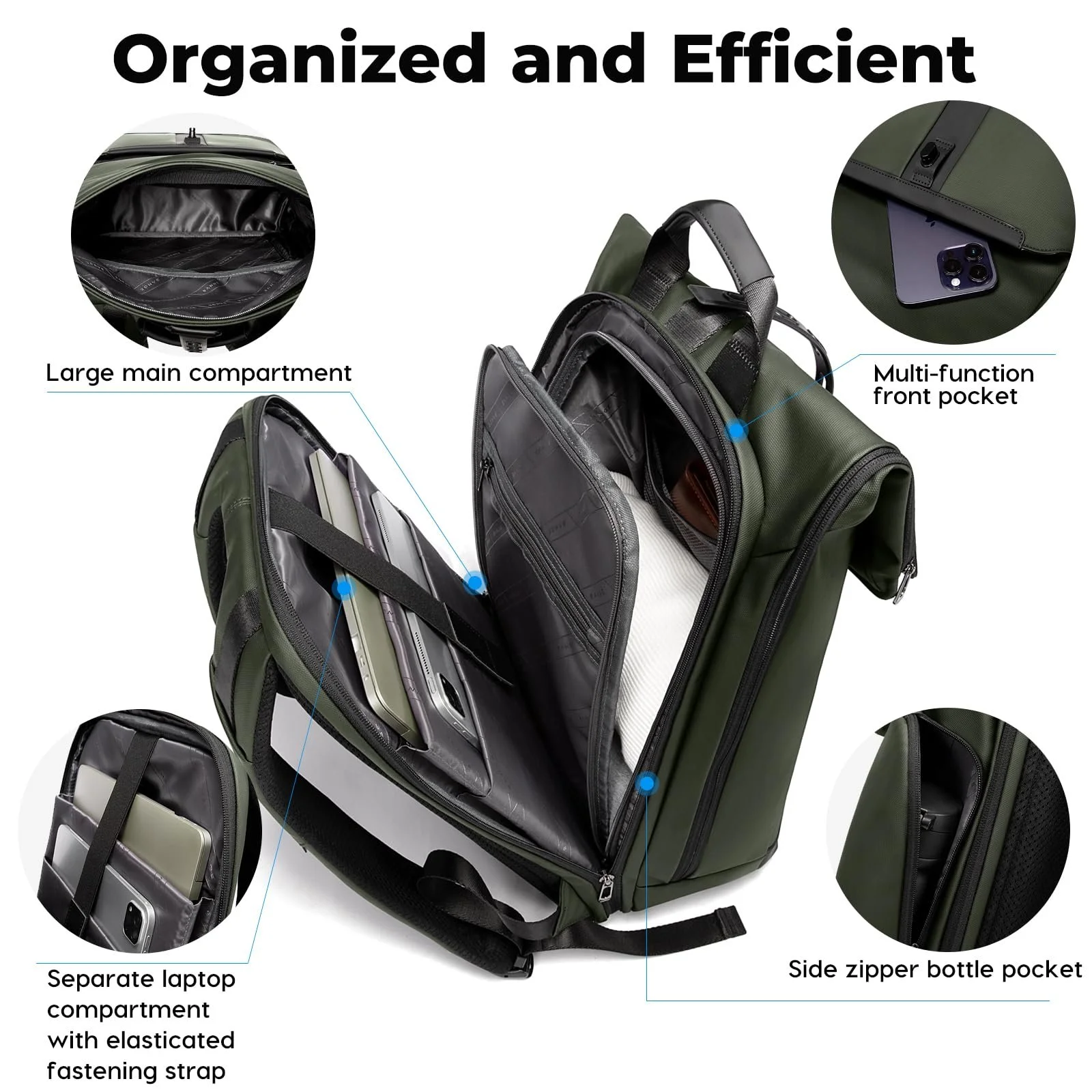 Рюкзак для ноутбука BANGE Roll Top Large 15.6 дюймов Водонепроницаемый Антикражный, фото №4 Рюкзак для ноутбука BANGE Roll Top Large 15.6 дюймов Водонепроницаемый Антикражный, фото №4