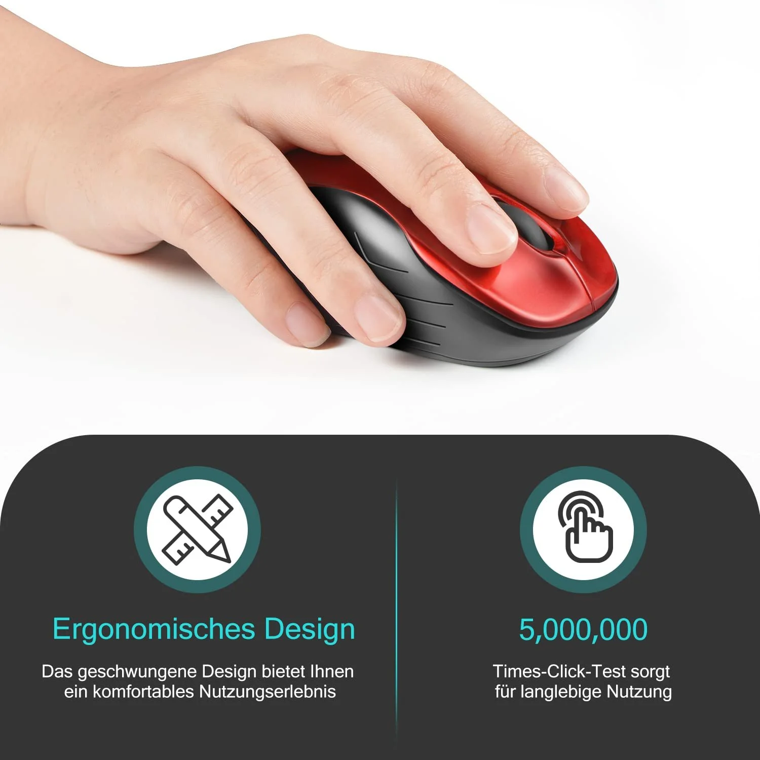 Мышь Беспроводная LeadsaiL 1600 DPI 4 кнопки Красный, фото №5 Мышь Беспроводная LeadsaiL 1600 DPI 4 кнопки Красный, фото №5