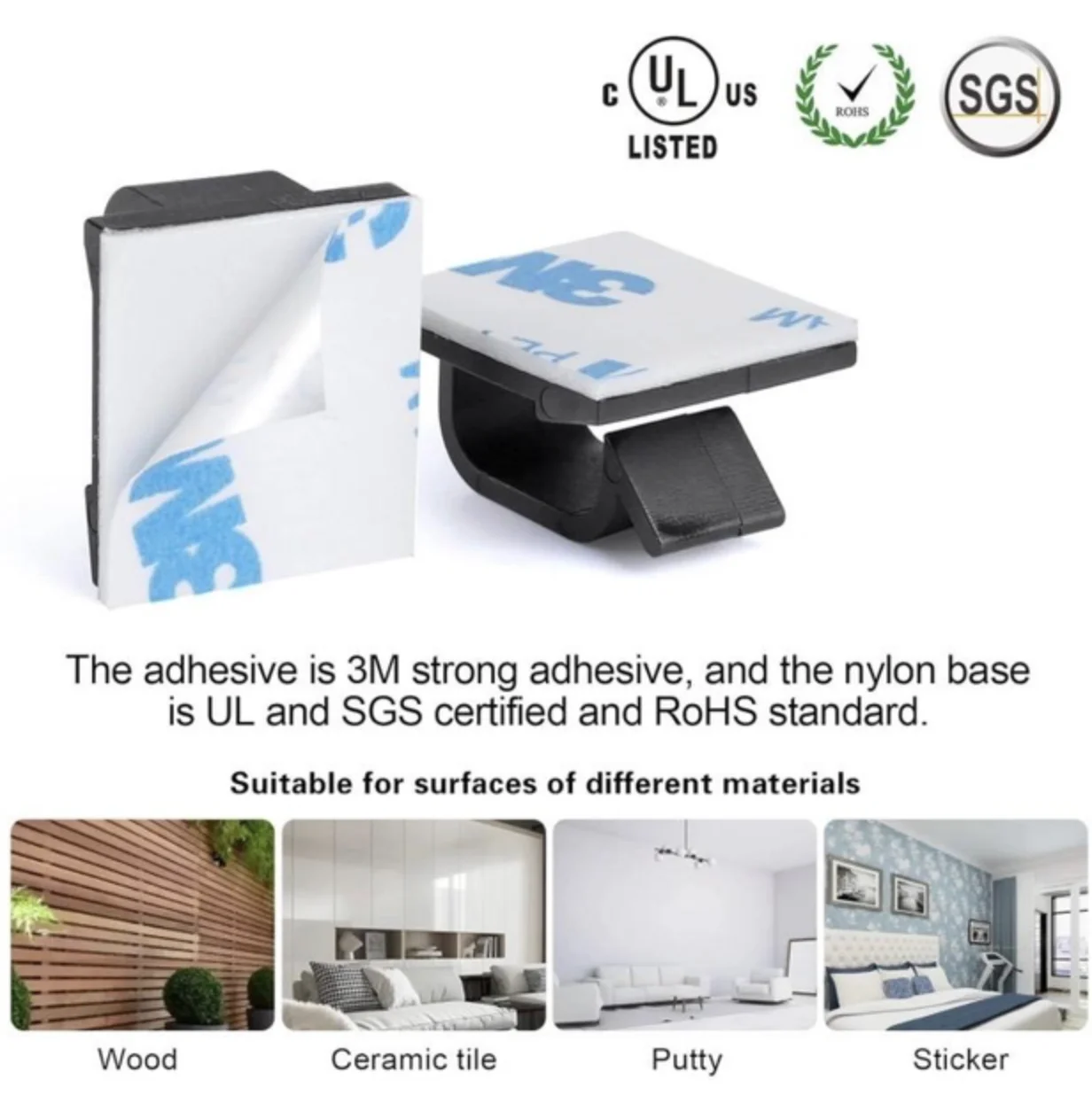 Органайзер для дротів Captain фіксатор кабелю на стіл стіни самоклеючий W1005 5 шт, фото №8