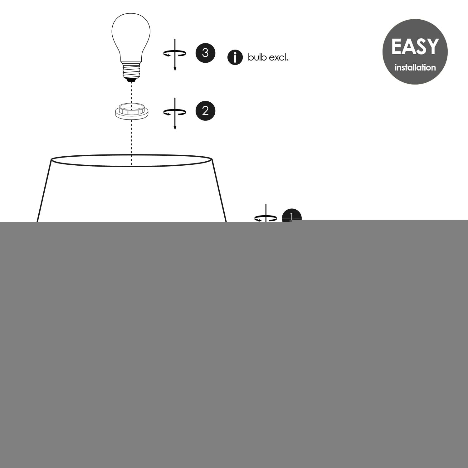 Настільна лампа Home Sweet Home Largo Spinn Modern 30/30/50 см метал текстиль E27 з вимикачем світло-сіра, фото №7