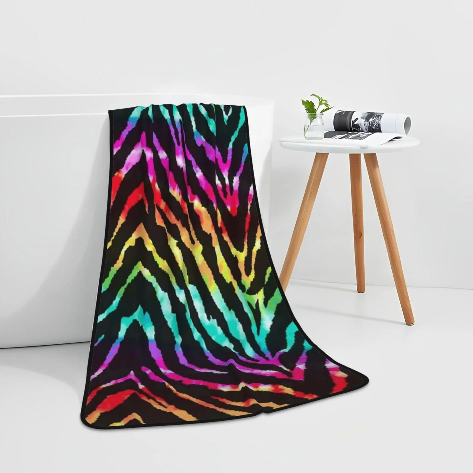 Рушник банний Colorful Rainbow Zebra Coral Velvet 68 x 140 см райдужна зебра, фото №7