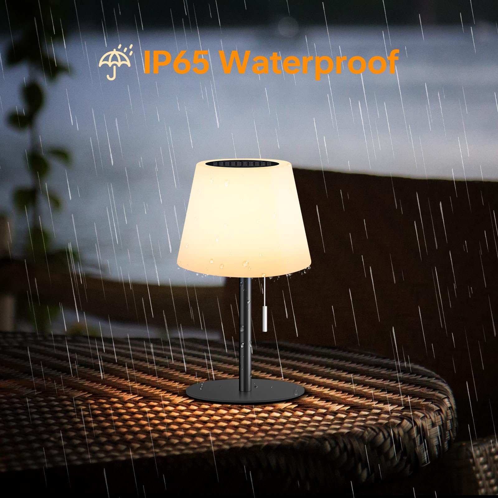 Настольная лампа на солнечных батареях Уличная Аккумуляторная LED Беспроводная Теплая белая RGB IP65, фото №7