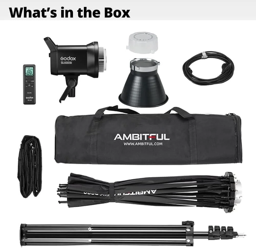 Комплект студийного света Godox SL60IID Bluetooth Черный, фото №2 Комплект студийного света Godox SL60IID Bluetooth Черный, фото №2