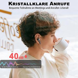 Bluetooth Наушники, Беспроводные Bluetooth 5.3 Наушники с 4 ENC Микрофонами Шумоподавления, Беспроводное HiFi Стерео, LED Дисплей, 40 Часов Воспроизведения, USB-C, Вставные Наушники для Работы, Игр, Спорта synthetic.ua - Фото 1
